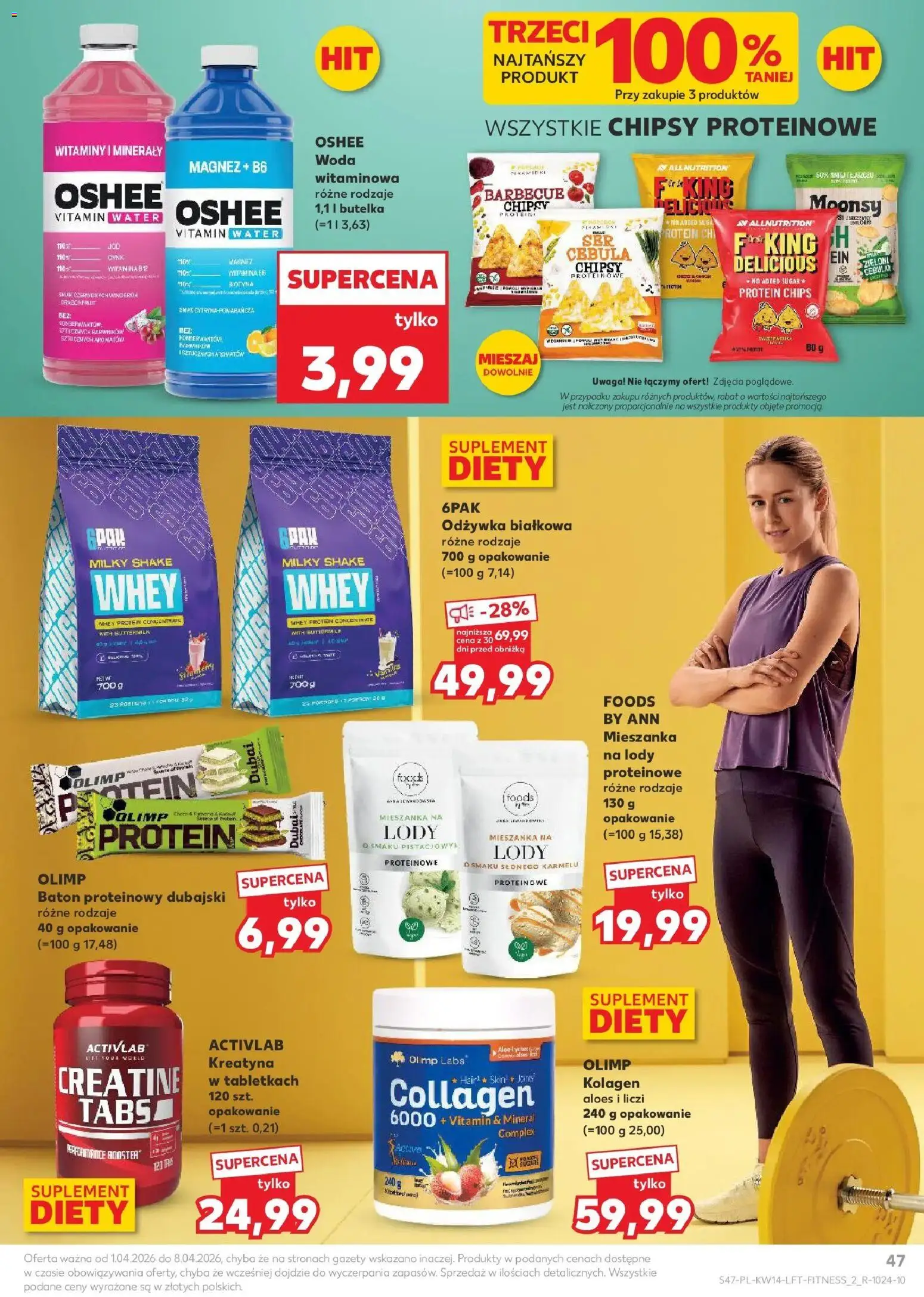 Kaufland gazetka od 01.04.2026 | Strona: 47 | Produkty: Baton, Lody proteinowe, Lody, Woda