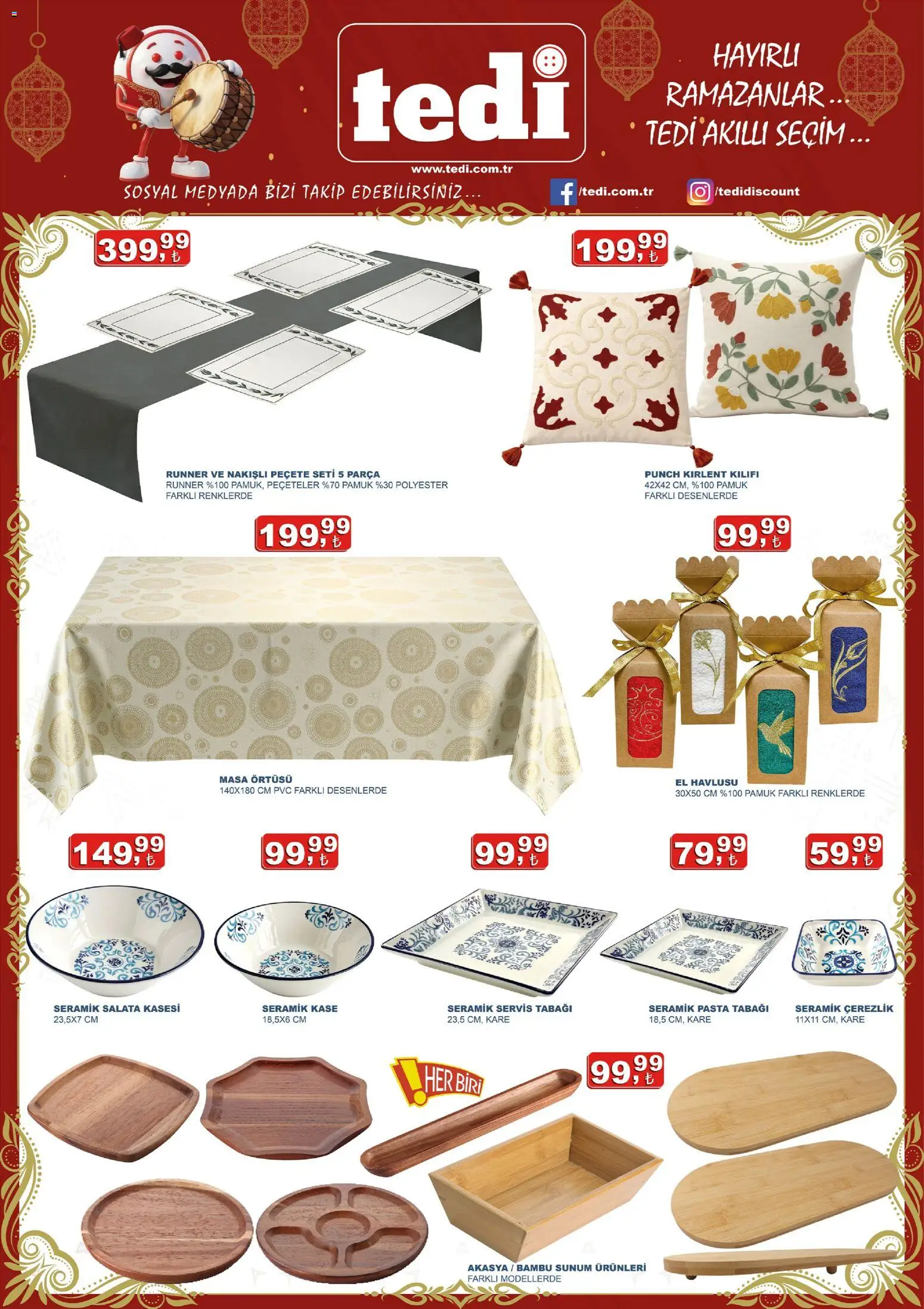 Tedi  - Katalog - 18.02.2026 tarihinden itibaren geçerlidir | Sayfa: 4 | Ürünler: Masa, Kaşe, Salata, El havlusu