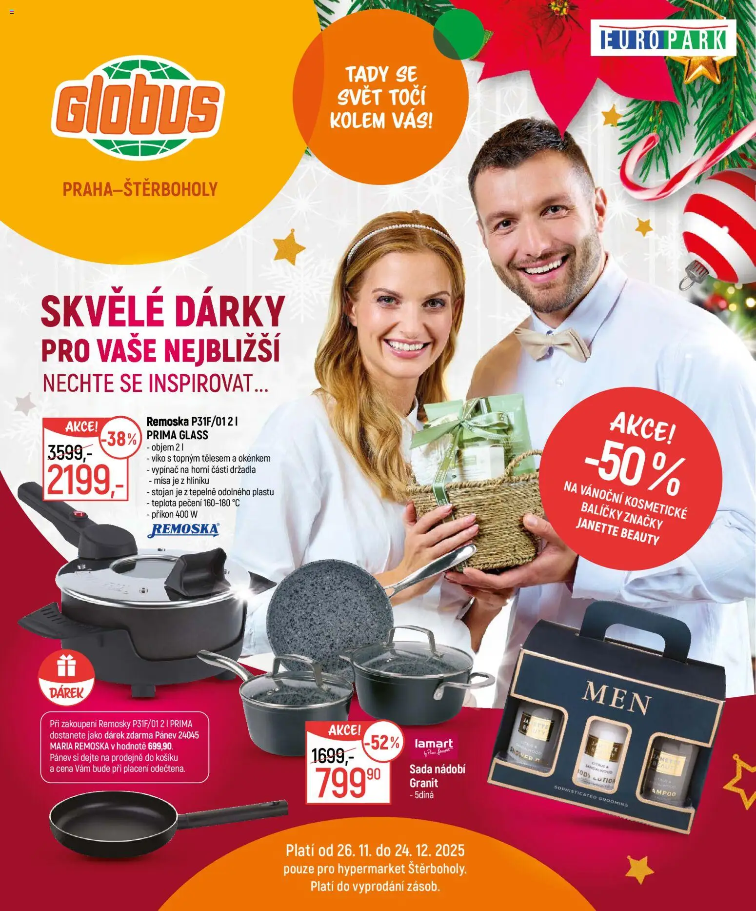 Globus leták - Praha-Štěrboholy  od 26.11.2025 | Strana: 1 | Produkty: Globus, Pánev, Vypínač, Remoska