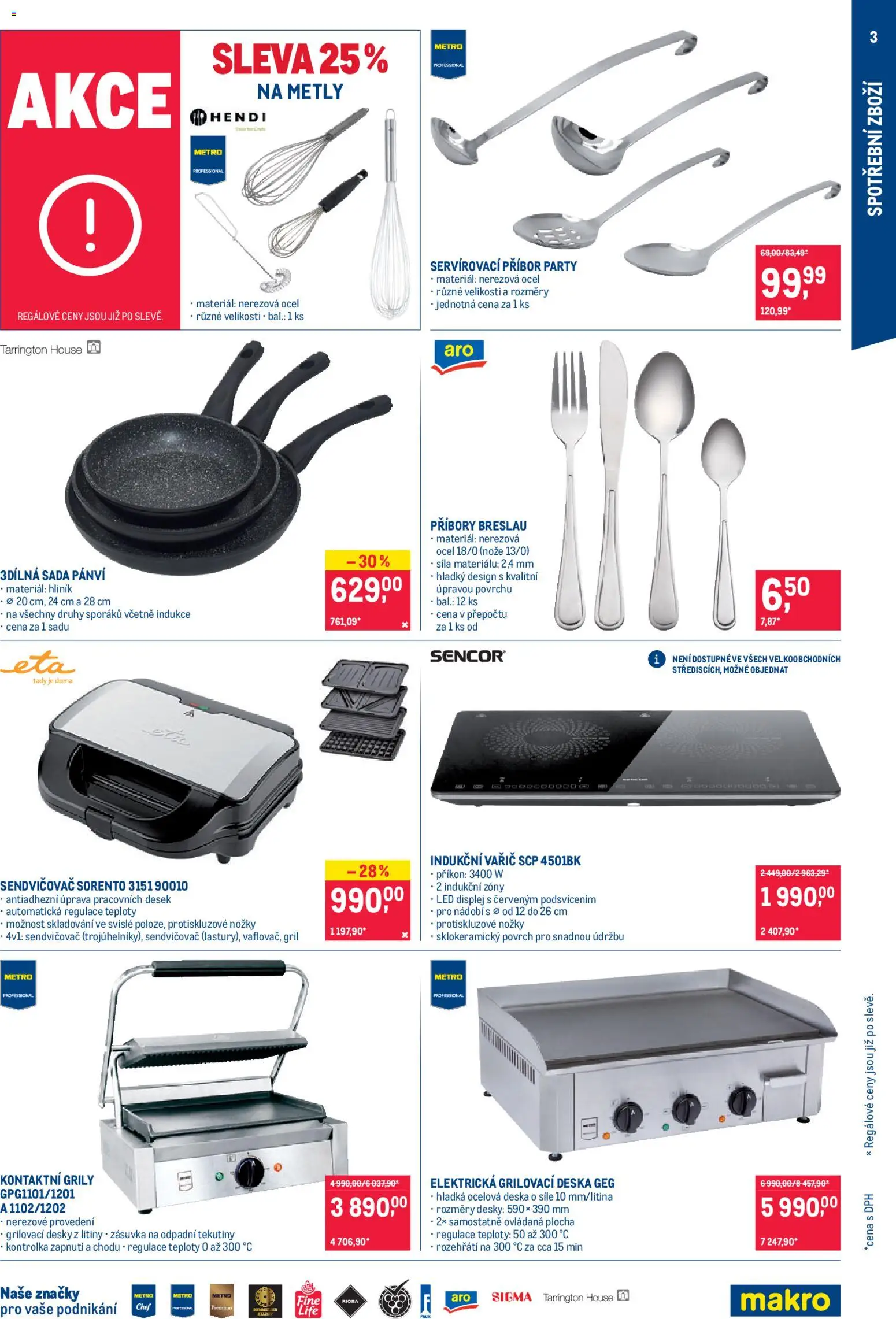 Makro leták - Spotřební zboží od 14.01.2026 | Strana: 3 | Produkty: Nože, Indukční vařič, Vařič, LED