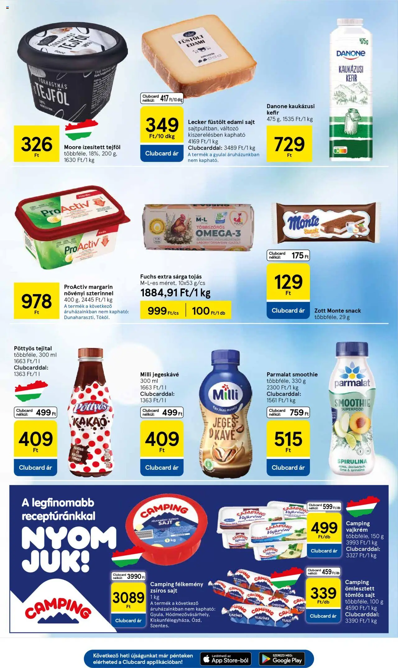Tesco akciós ujság - amely érvényes a következő dátumtól: 21.10.2025 | Oldal: 19 | Termékek: Tomlos sajt, Kefir, Jegeskávé, Fehérje