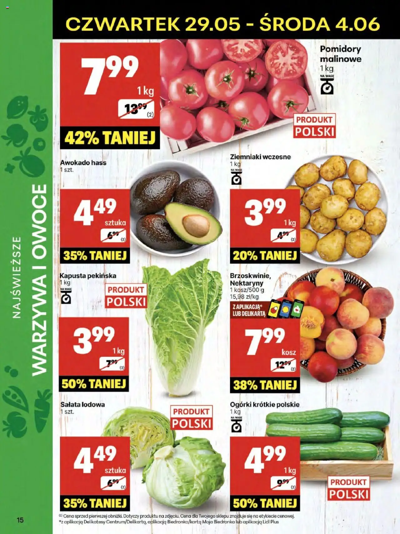 Delikatesy Centrum Gazetka od 29.05.2025 | Strona: 15 | Produkty: Kapusta, Kapusta pekińska, Delikatesy, Pomidory