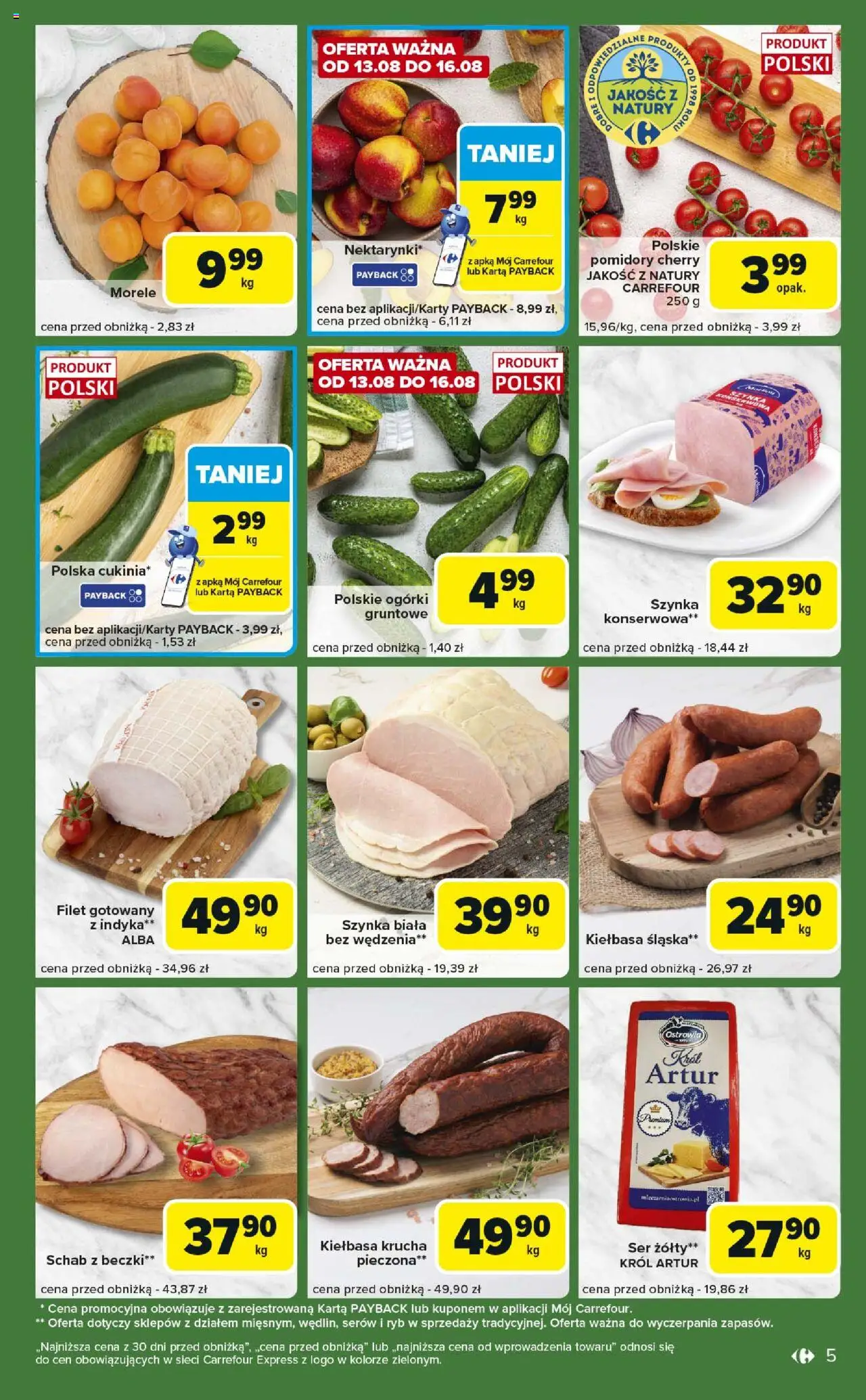 Carrefour Gazetka - Express II od 12.08.2025 | Strona: 5 | Produkty: Schab, Szynka, Ser, Pomidory