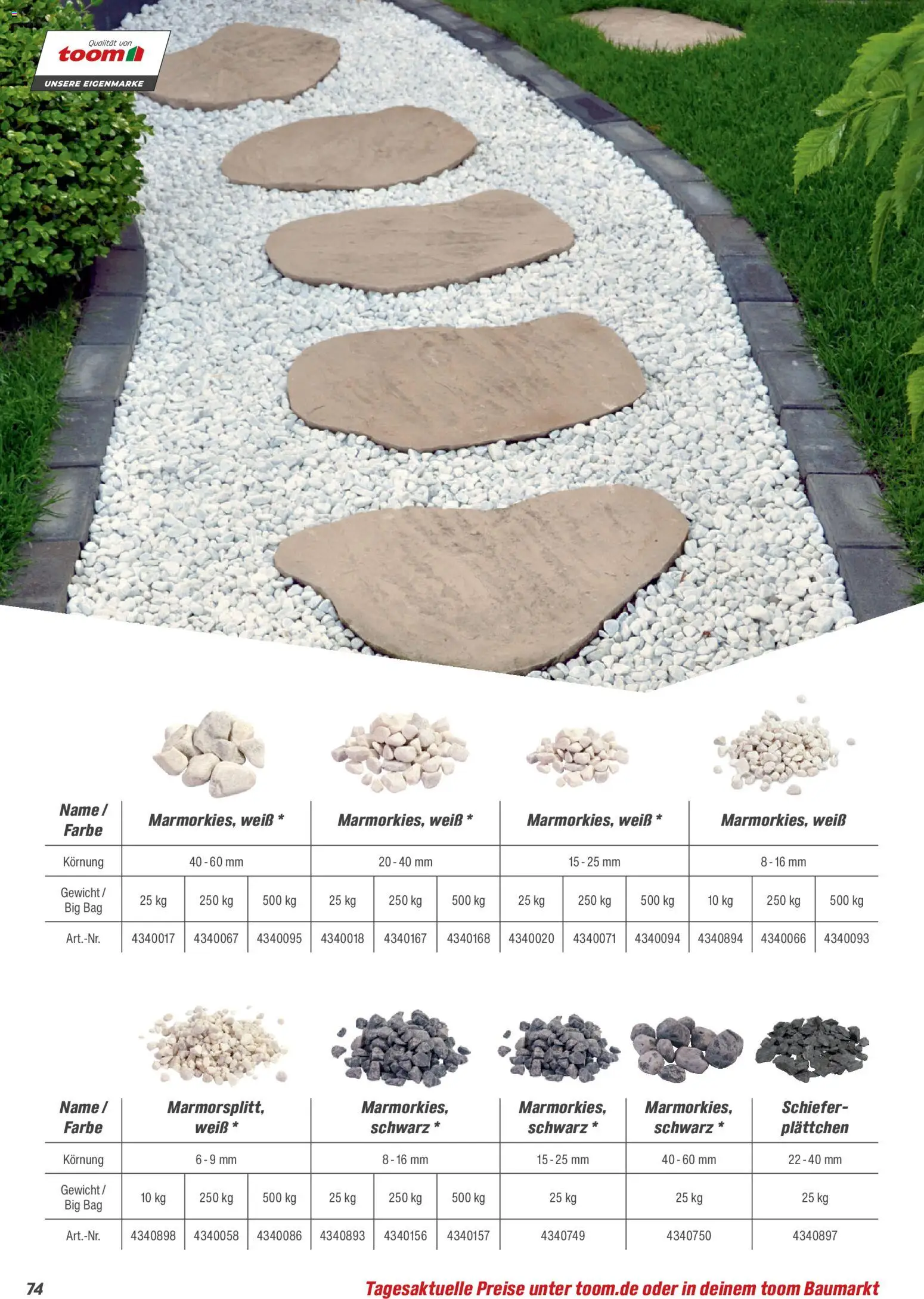 Toom Baumarkt Gartenbaustoffe 2026 – gültig ab 20.02.2026 | Seite: 74 | Produkte: Gewicht