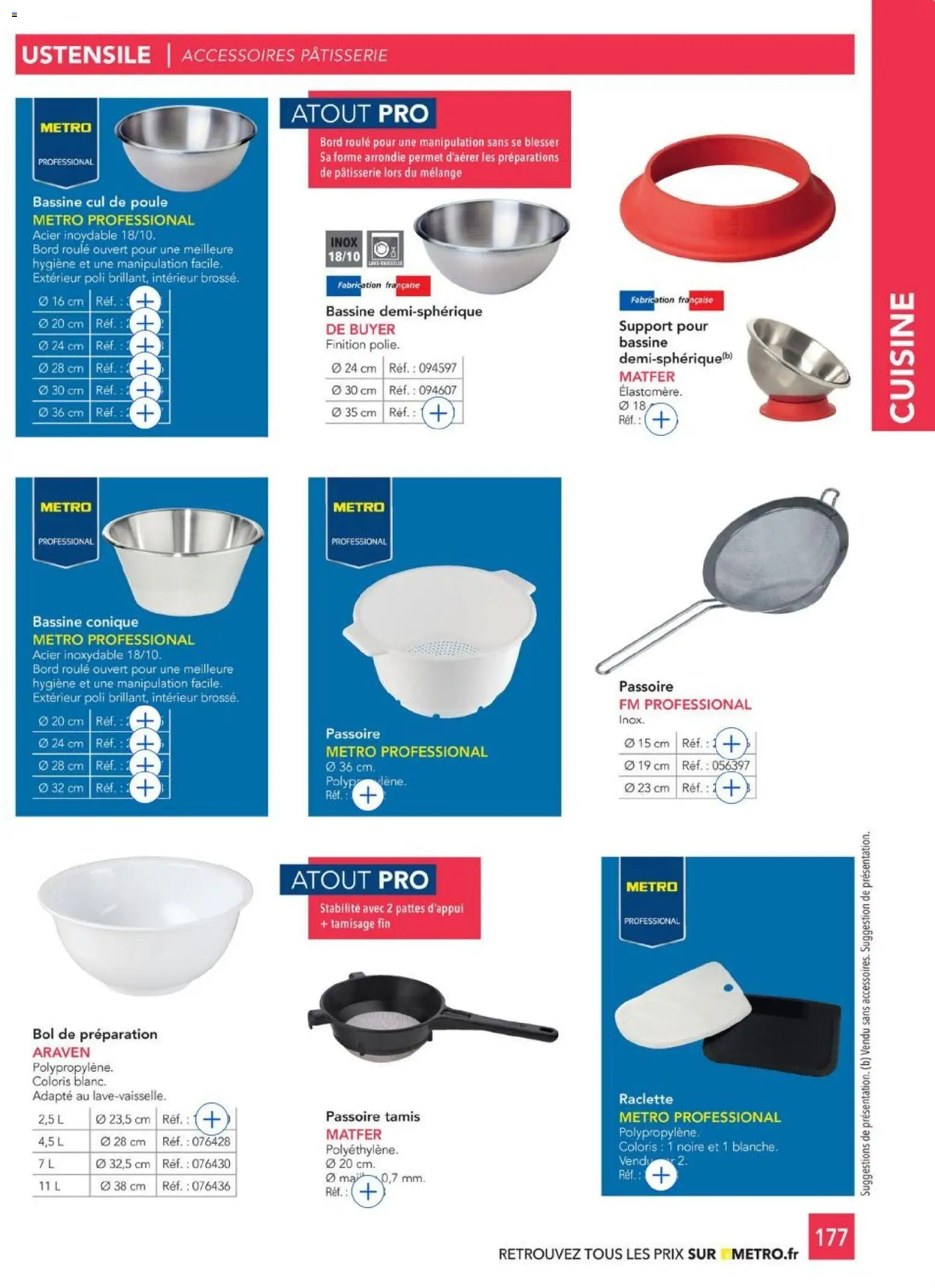 {H1} | Page: 177 | Produits: Passoire, Bassine, Bol, Raclette