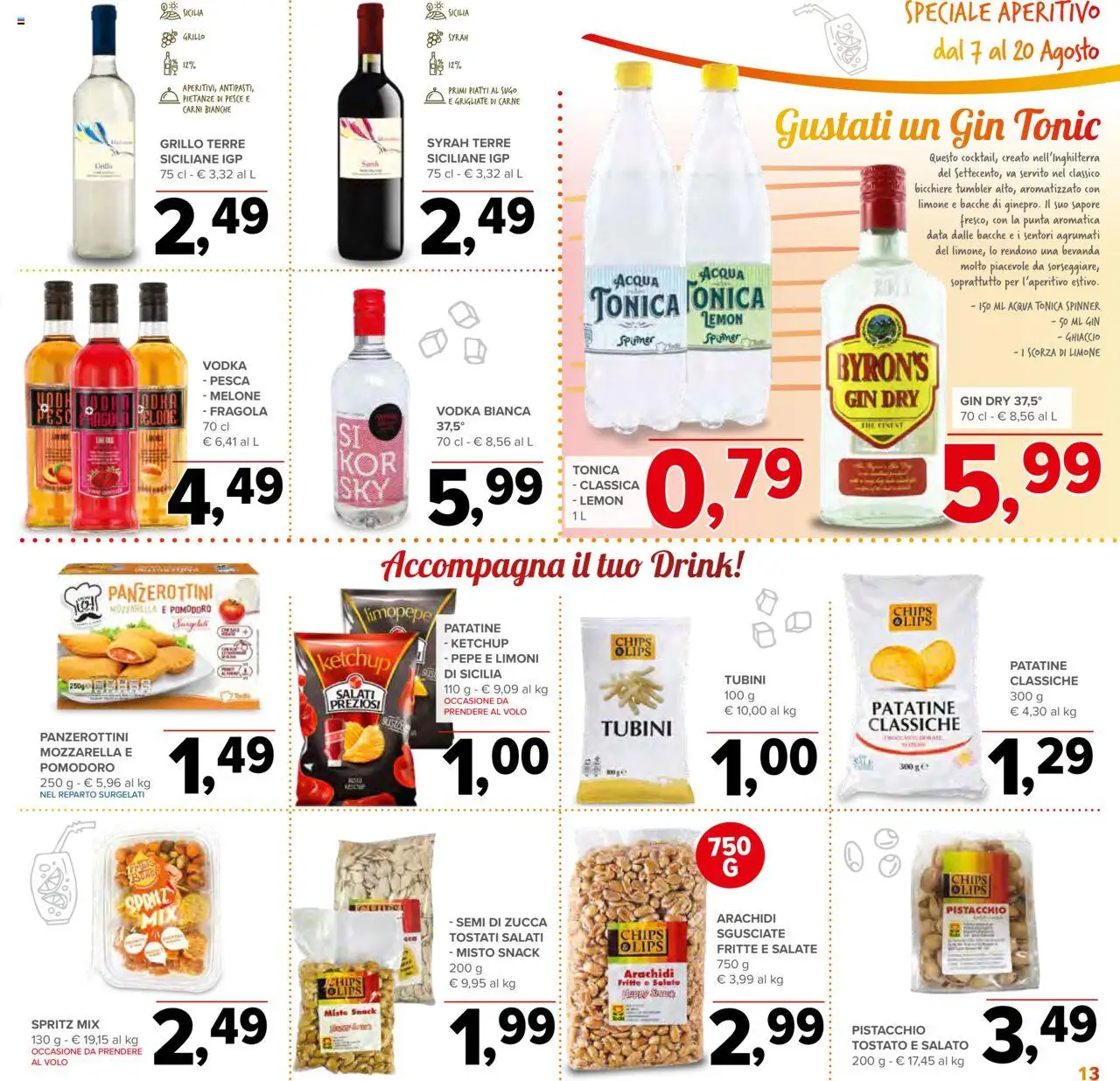 Volantino Todis del 07.08.2025 | Pagina: 13 | Prodotti: Gin, Zucca, Data, Aperitivo