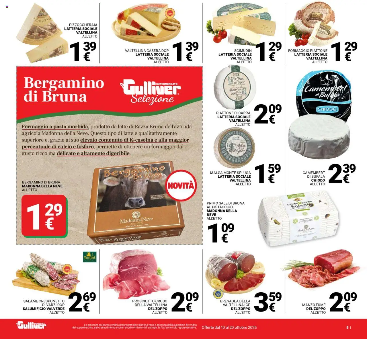 Volantino Gulliver del 10.10.2025 | Pagina: 5 | Prodotti: Prosciutto Crudo, Salame, Bresaola, Prosciutto