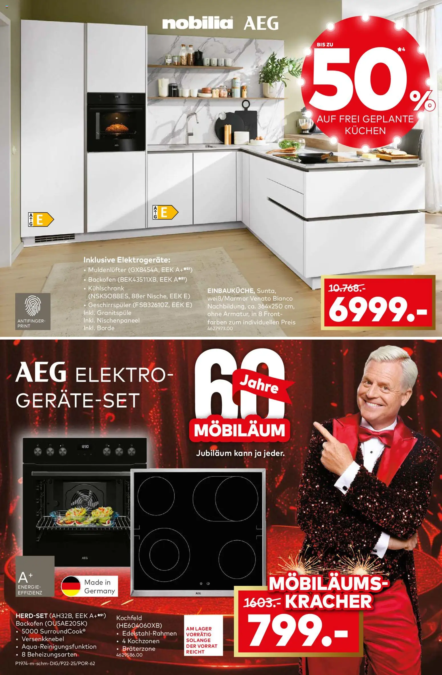 Porta! Jetzt Möbeltrends entdecken und 25% Möbiläumsrabatt auf ALLE Möbel sichern - Berlin – gültig ab 10.11.2025 | Seite: 14 | Produkte: AEG, Kochfeld, Backofen, Kuchen