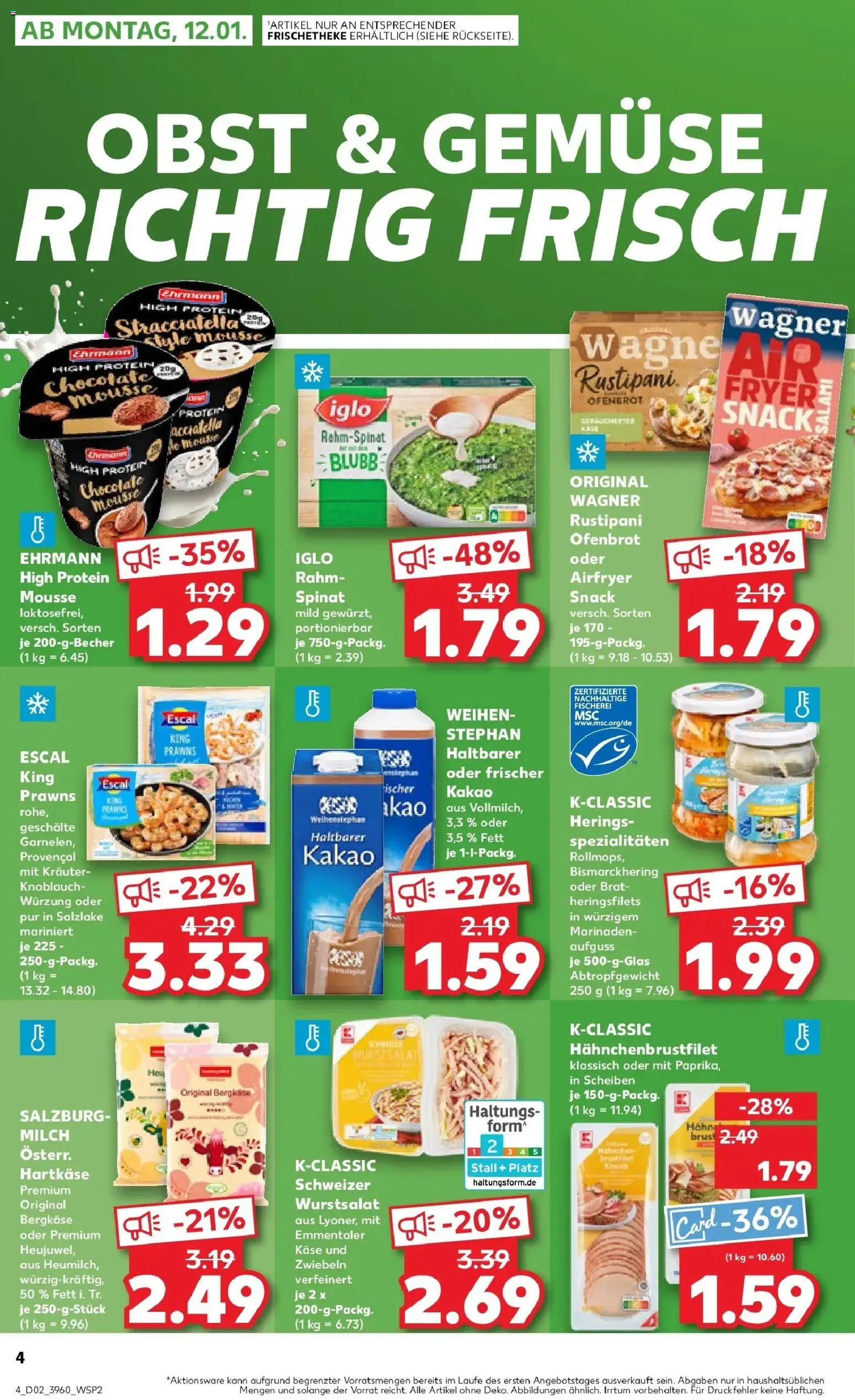 Kaufland prospekt Eilenburg	 – gültig ab 11.01.2026 | Seite: 4 | Produkte: Milch, Käse, Zwiebeln, Obst