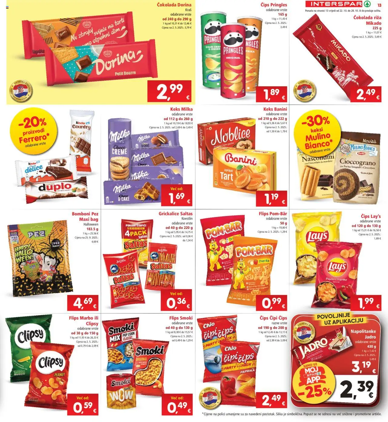Interspar katalog | vrijedi od 22.10.2025 | Stranica: 15 | Proizvodi: Flips, Dorina, Petit Beurre, Milka