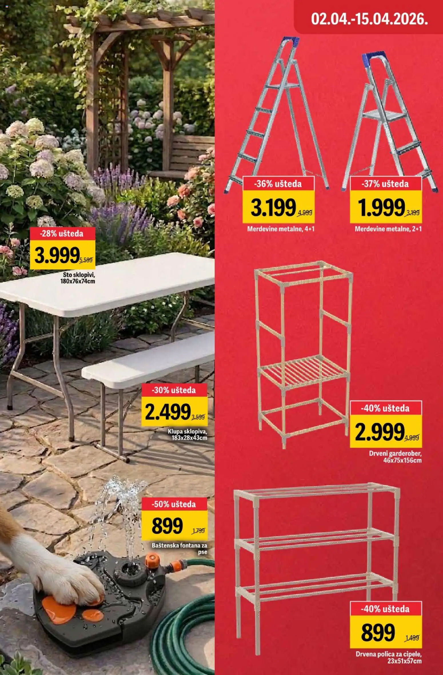 Mega Maxi katalog - važi od 02.04.2026 | Strana: 2 | Proizvode: Polica, Sto, Merdevine, Klupa