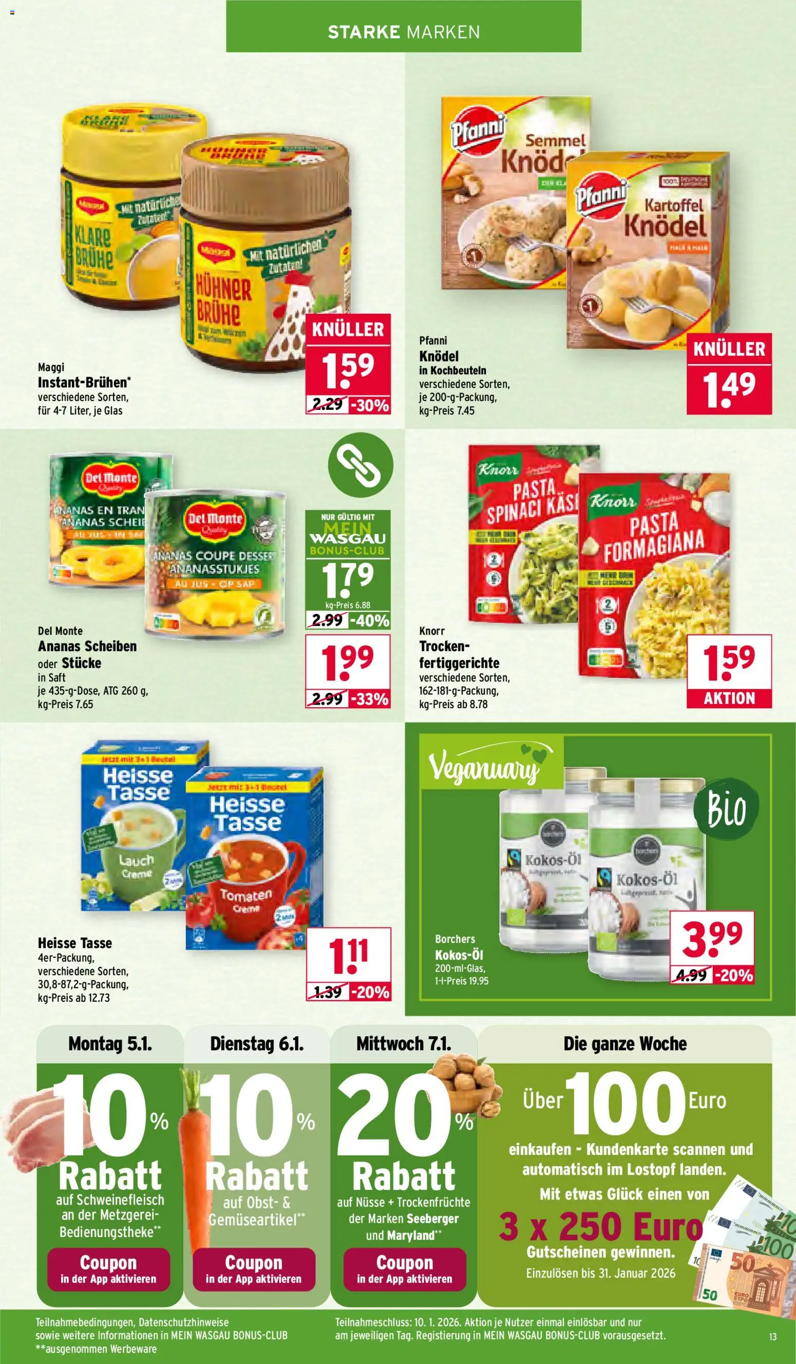 Wasgau Prospekt 	 – gültig ab 05.01.2026 | Seite: 13 | Produkte: Maggi, Knorr, Obst, Pasta