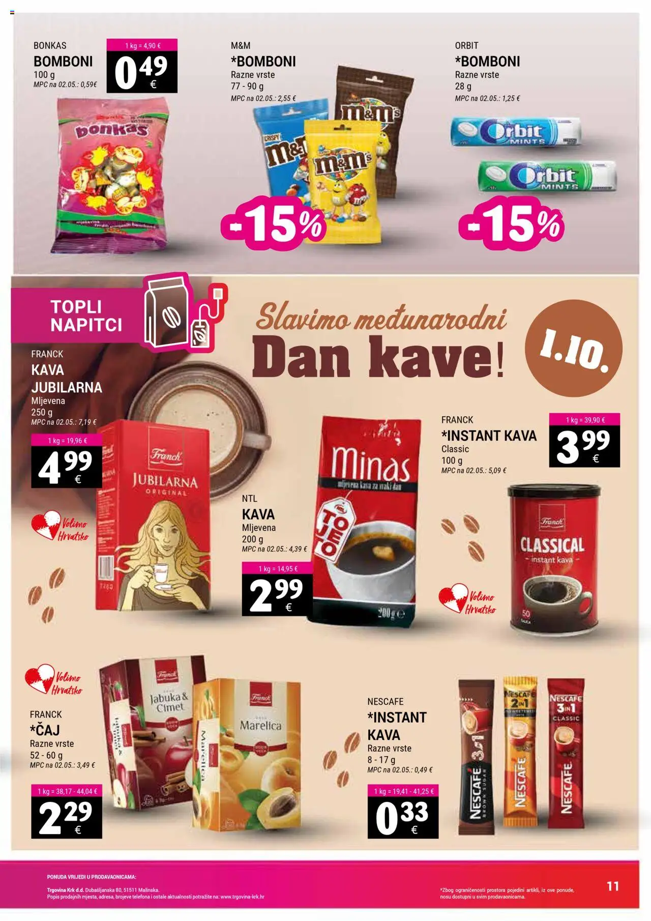 Trgovina Krk katalog | vrijedi od 01.10.2025 | Stranica: 11 | Proizvodi: Nescafe, Kava, Bomboni, Jabuka