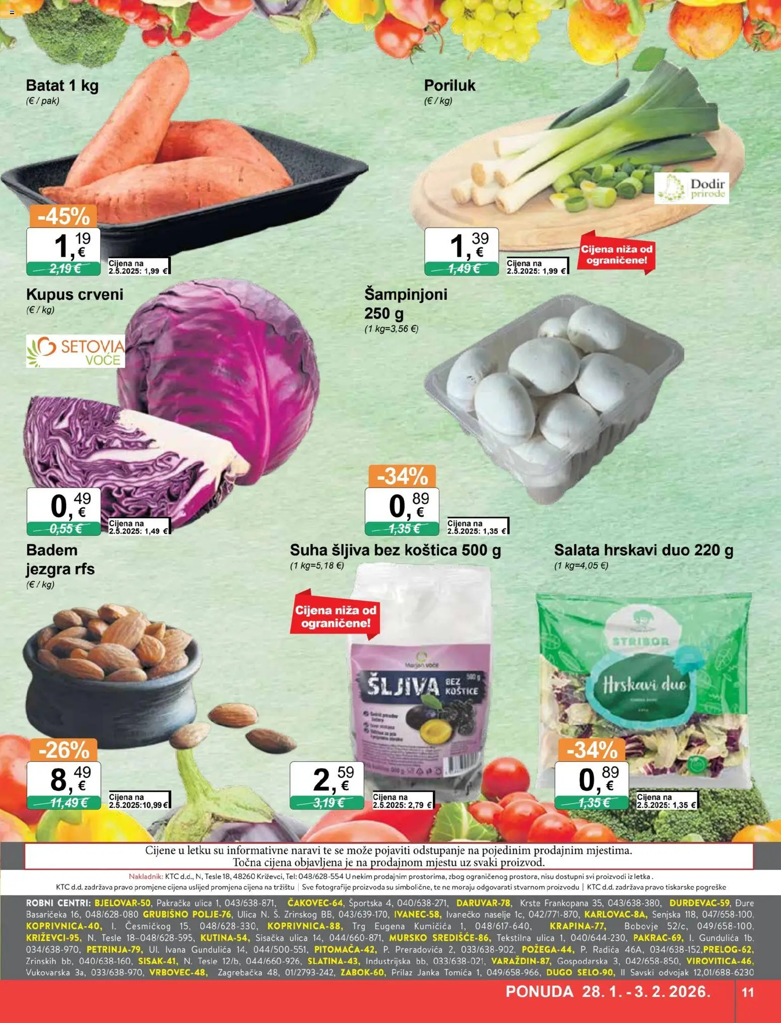 KTC katalog | vrijedi od 28.01.2026 | Stranica: 11 | Proizvodi: Šljiva, Salata, Voće, Kupus