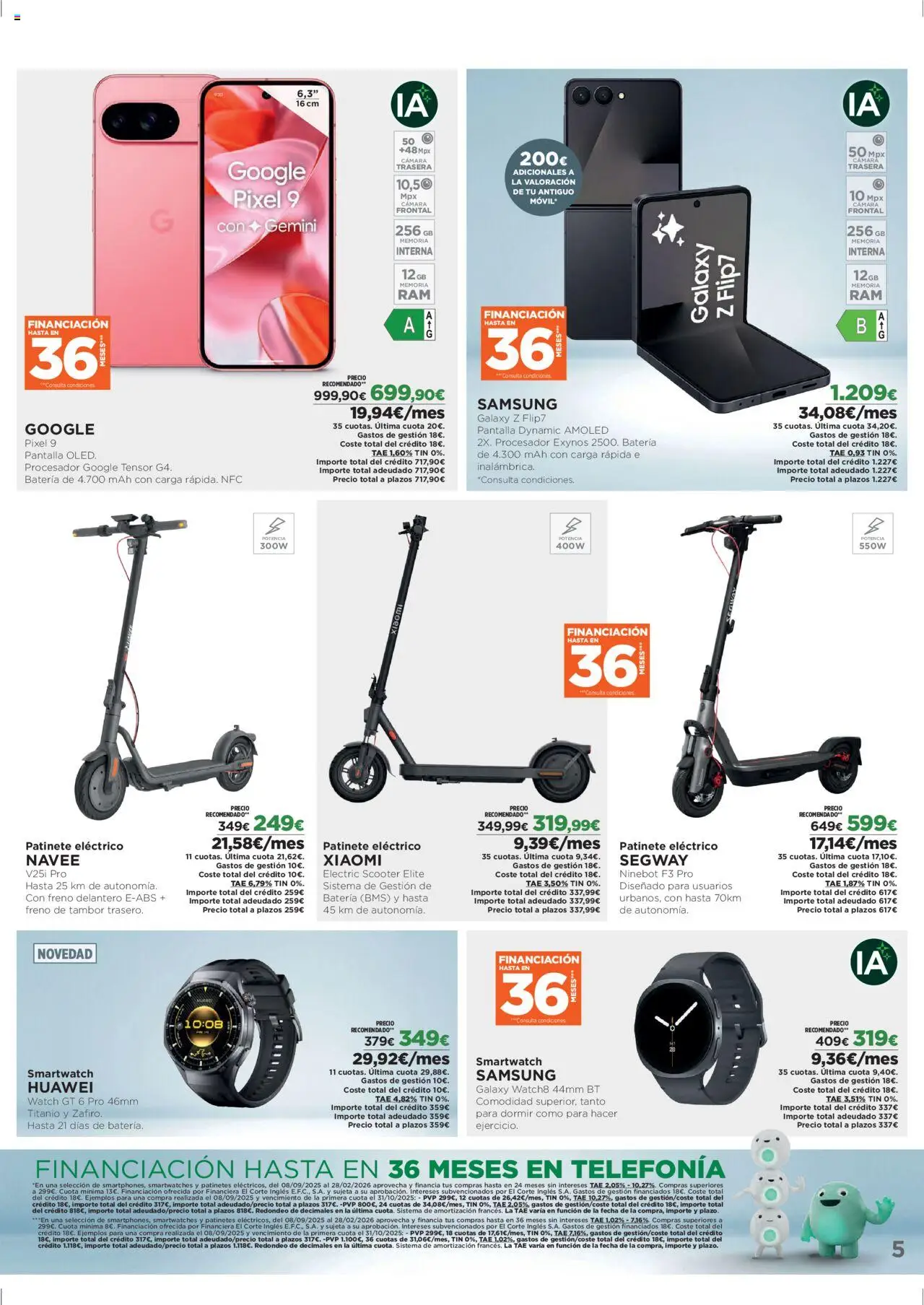 El Corte Inglés ofertas │ válido desde el 06.10.2025 | Página: 5 | Productos: Patinete, Cámara, Ελιές, Batería