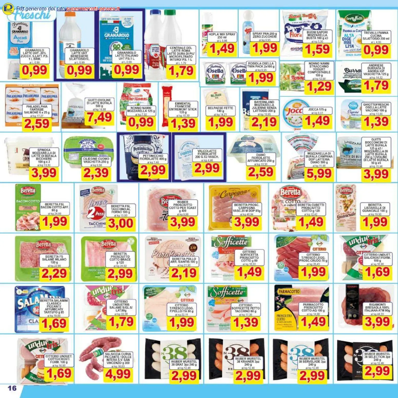 Volantino Pewex del 17.03.2026 | Pagina: 16 | Prodotti: Tartufo, Prosciutto Cotto, Yogurt, Stracchino