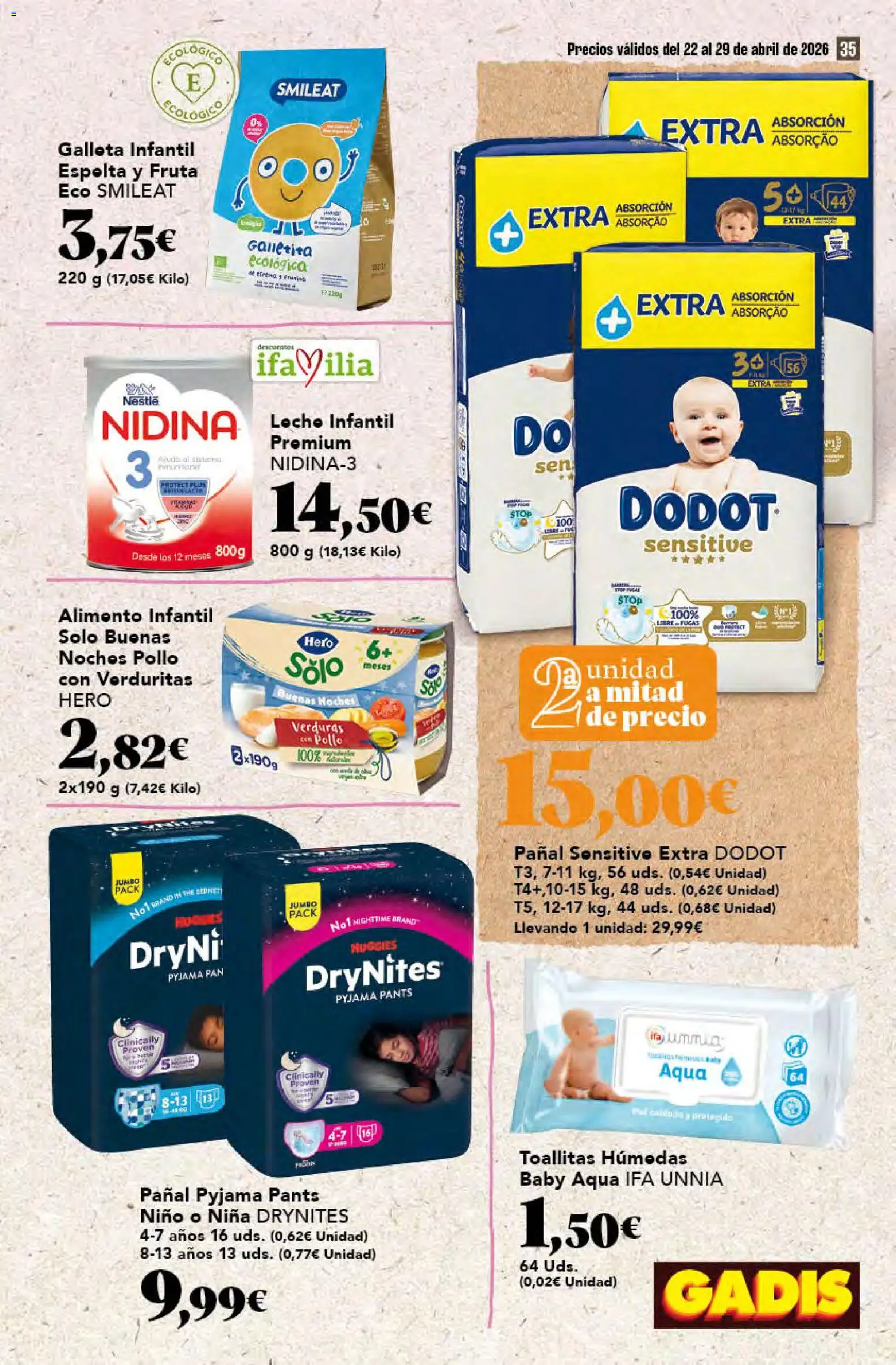 Gadis folleto │ válido desde el 22.04.2026 | Página: 35 | Productos: Leche, Pan