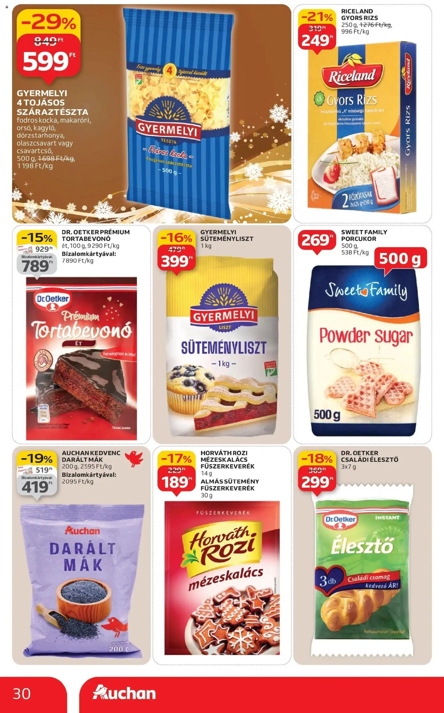 Auchan akciós ujság - amely érvényes a következő dátumtól: 18.12.2025 | Oldal: 30 | Termékek: Fűszerkeverék, Gyors rizs, Mézeskalács, Tortabevonó