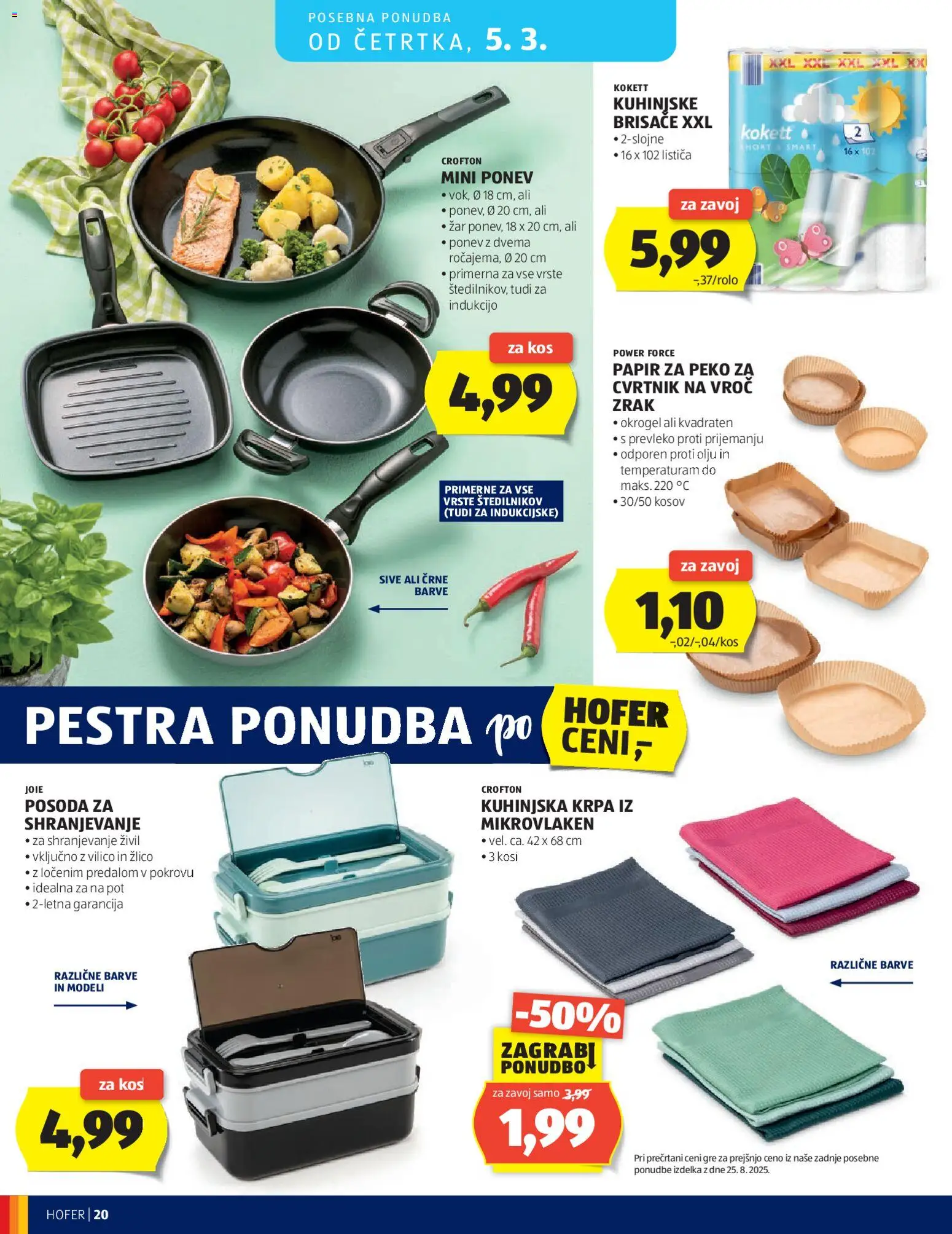 Novi Hofer katalog ponudbe – veljaven od 25.02.2026 | Stran: 20 | Izdelki: Zar, Kos, Kuhinjske brisače