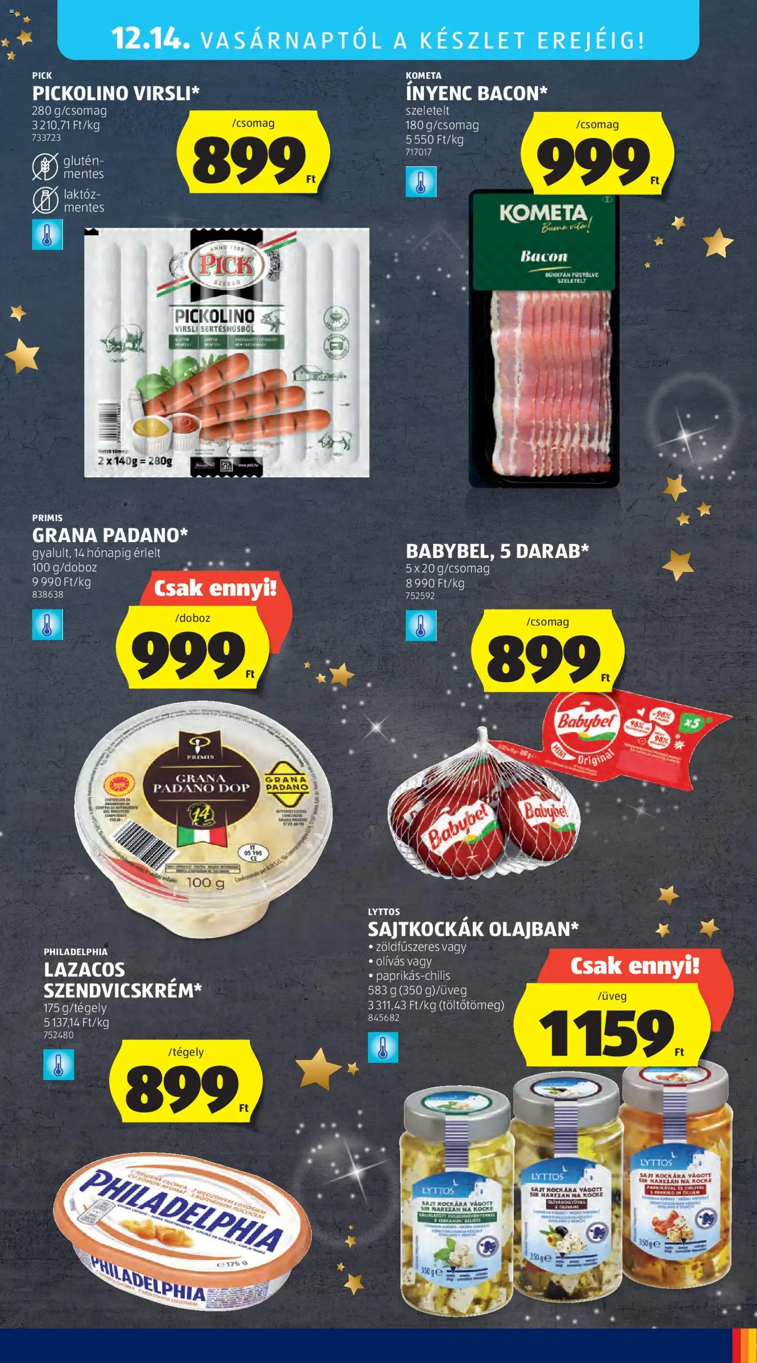 Aldi akciós ujság - amely érvényes a következő dátumtól: 11.12.2025 | Oldal: 49 | Termékek: Virsli, Pick, Bacon, Sajt