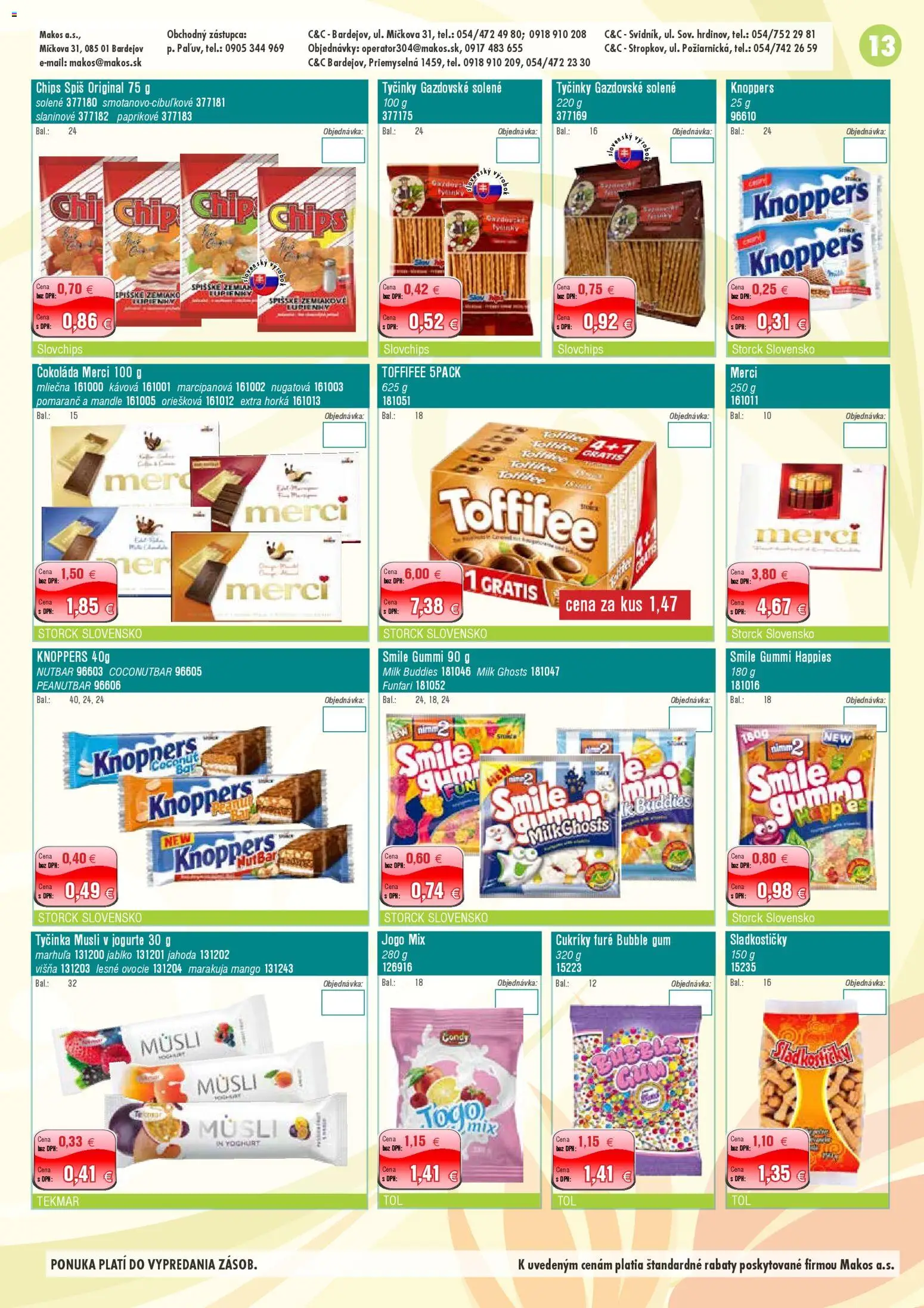 Nové Makos akcie – leták je platný od 05.01.2026 | Strana: 13 | Produkty: Merci, Čokoláda, Toffifee, Cukríky