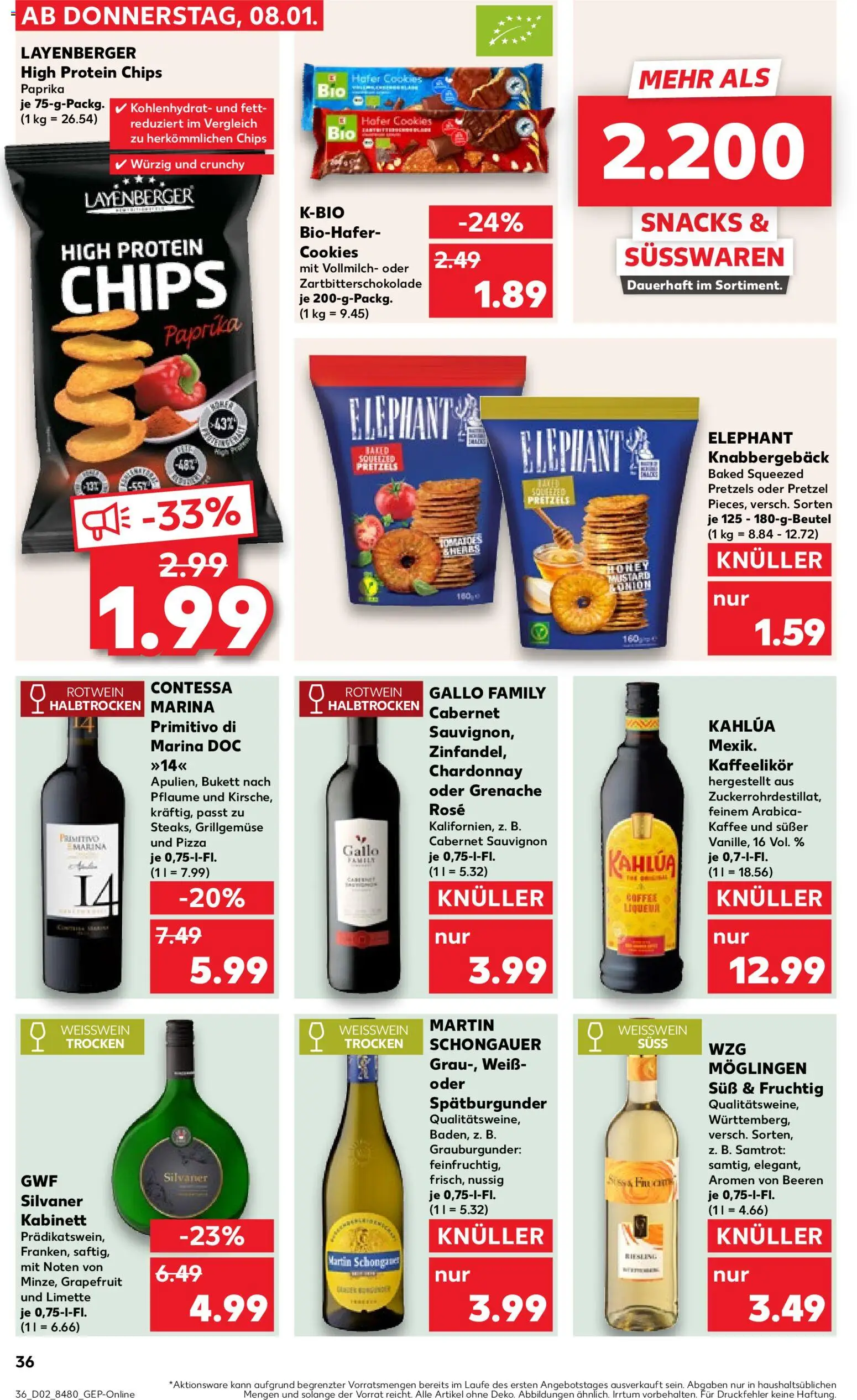 Kaufland prospekt Speyer	 – gültig ab 08.01.2026 | Seite: 38 | Produkte: Weißwein, Rotwein, Grapefruit, Chips