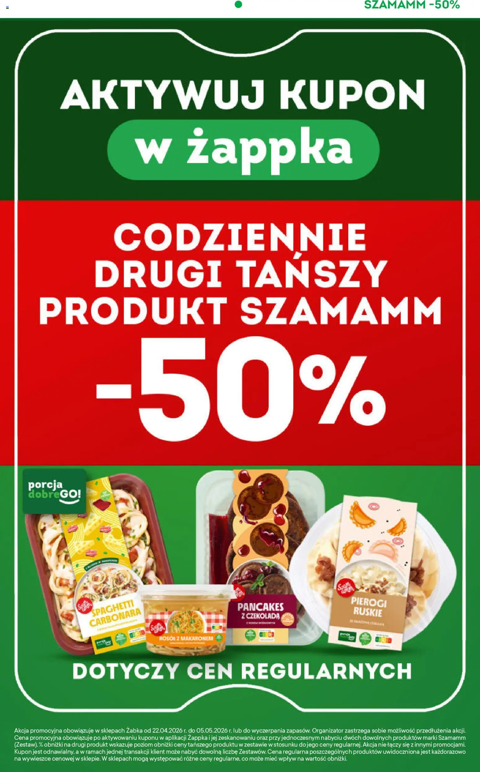 Żabka gazetka od 22.04.2026 | Strona: 7 | Produkty: Carbonara, Pierogi, Czekolada, Pancakes