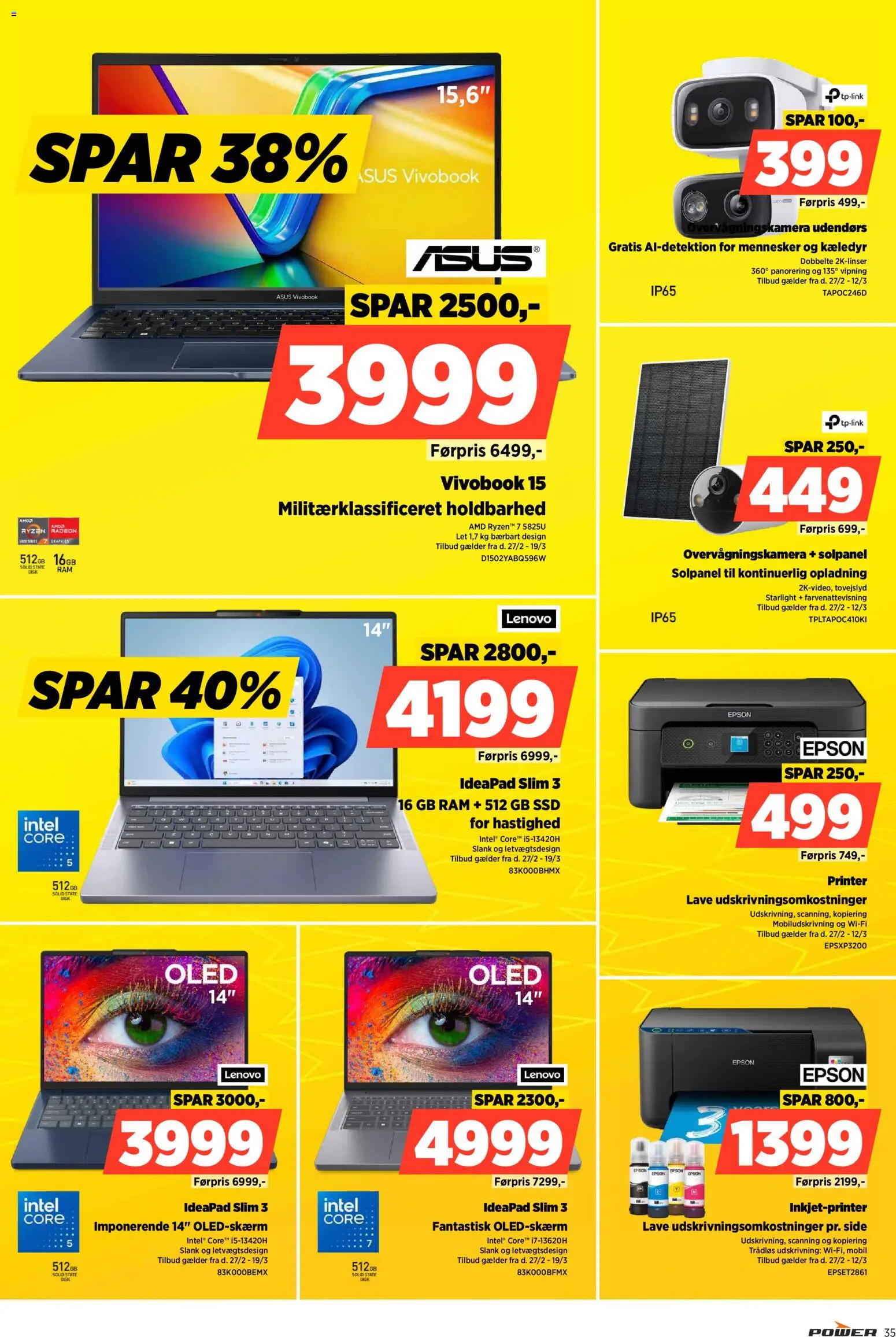 Power tilbudsavis – gyldig fra 27.02.2026 | Side: 35 | Produkter: Overvågningskamera, Disk, Printer, SSD