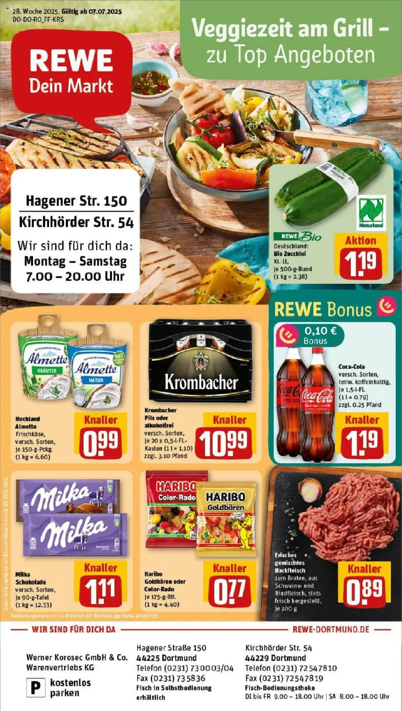 Rewe prospekt Dortmund	 - gültig ab dem 06.07.2025 | Seite: 1 | Produkte: Pils, Milka, Krombacher, Uhr