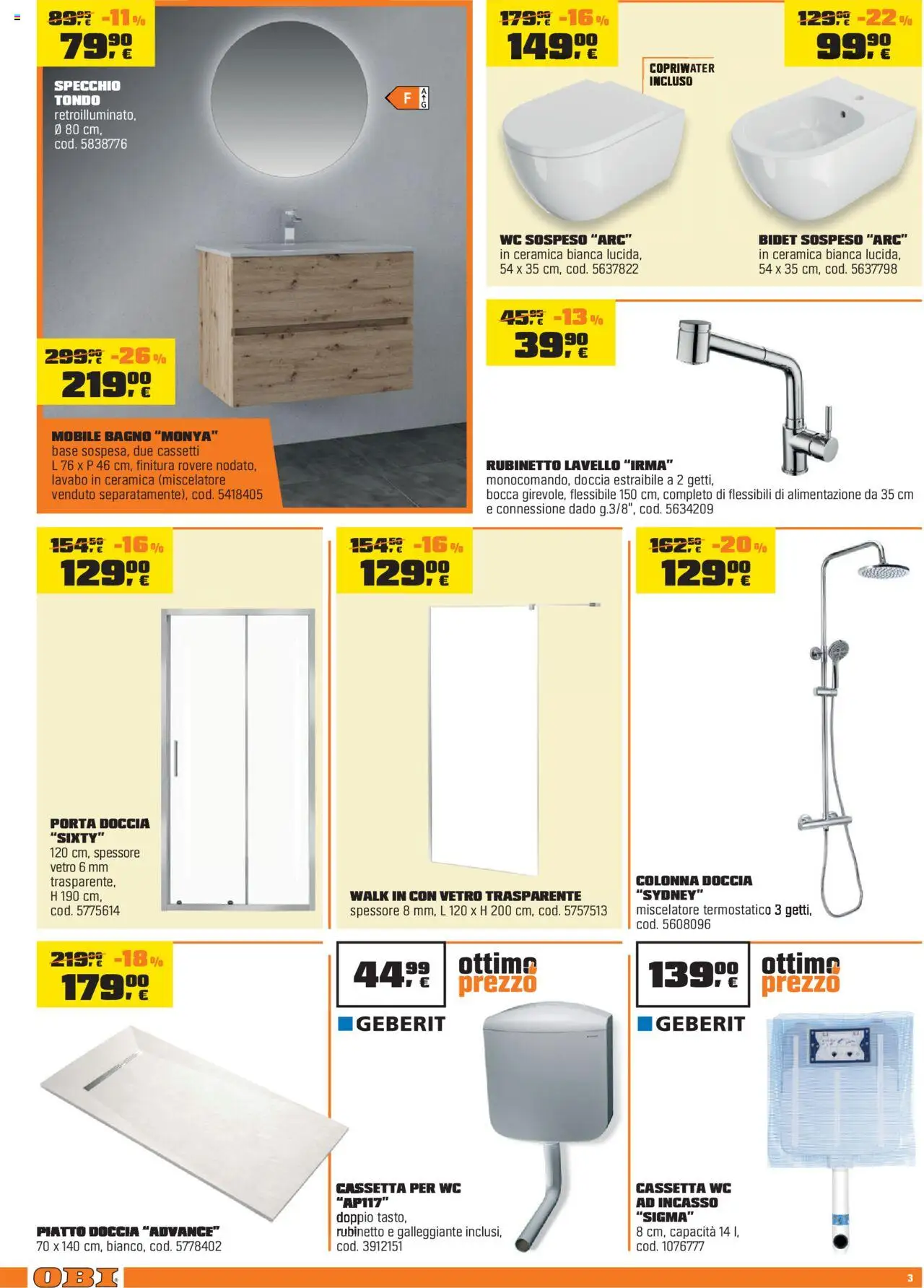 Volantino OBI del 02.10.2025 | Pagina: 3 | Prodotti: Mobile, Lavello, Miscelatore, WC
