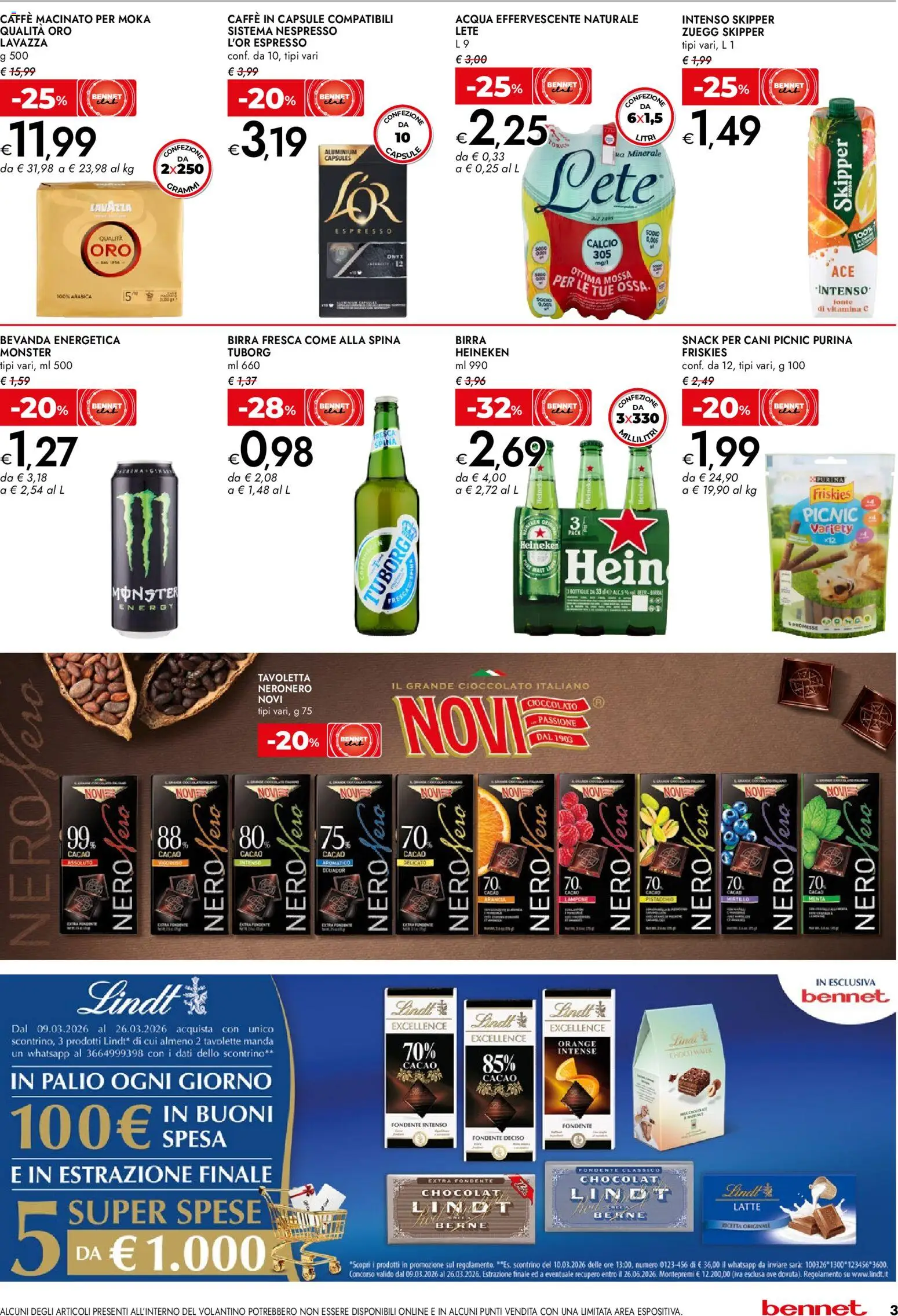 Volantino bennet del 12.03.2026 | Pagina: 3 | Prodotti: Caffè, Acqua, Arancia, Menta