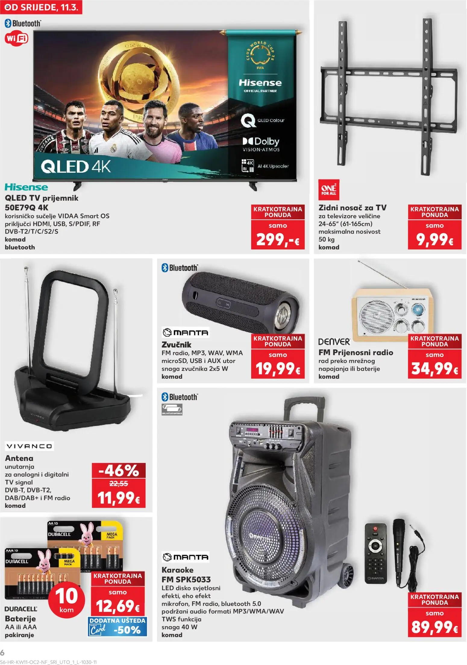 Kaufland HR akciós ujság - amely érvényes a következő dátumtól: 11.03.2026 | Oldal: 6 | Termékek: Audio, Rádió, USB, TV