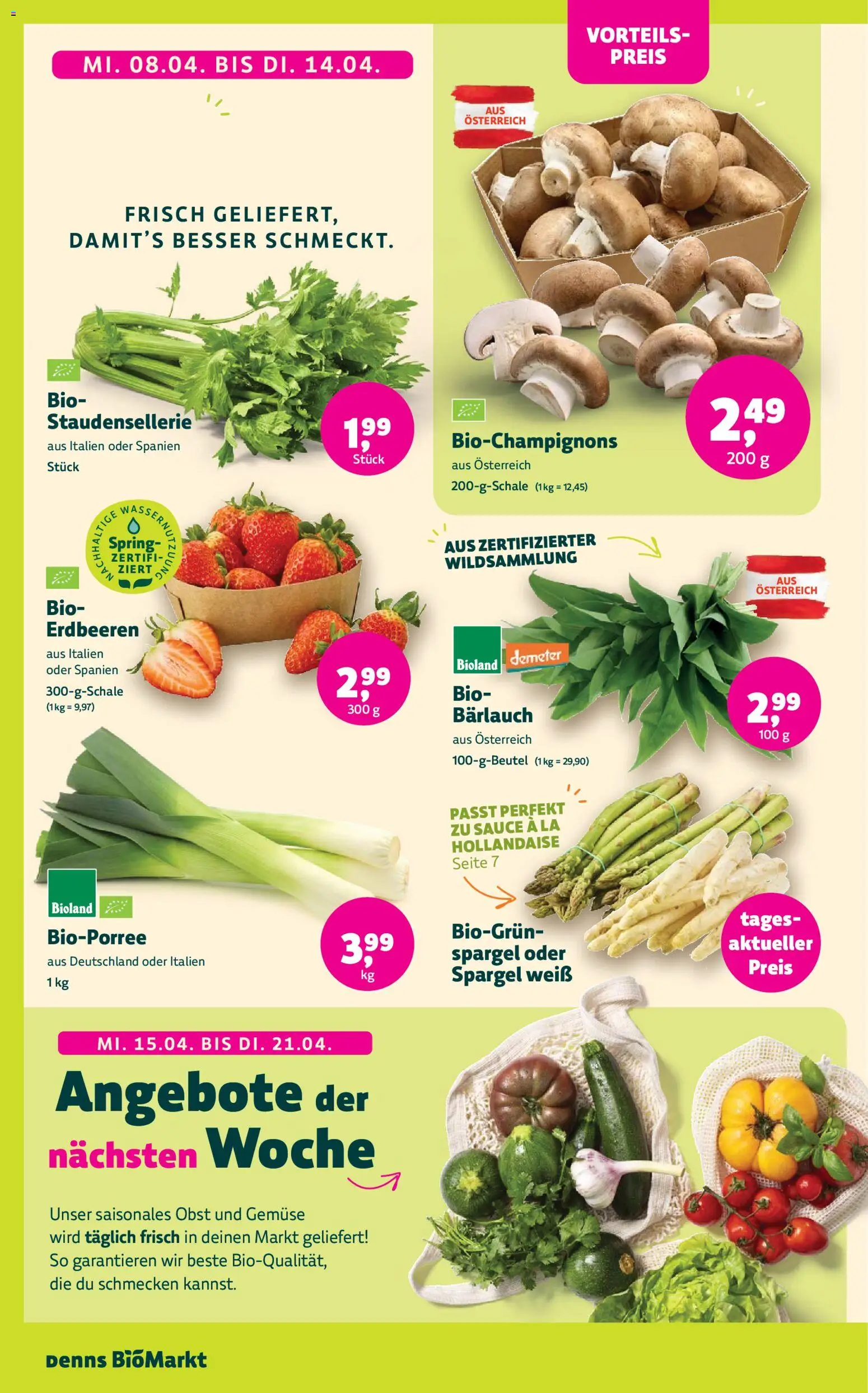 Denns BioMarkt Angebote gültig ab 08.04.2026 | Seite: 2 | Produkte: Erdbeeren, Gemüse, Obst