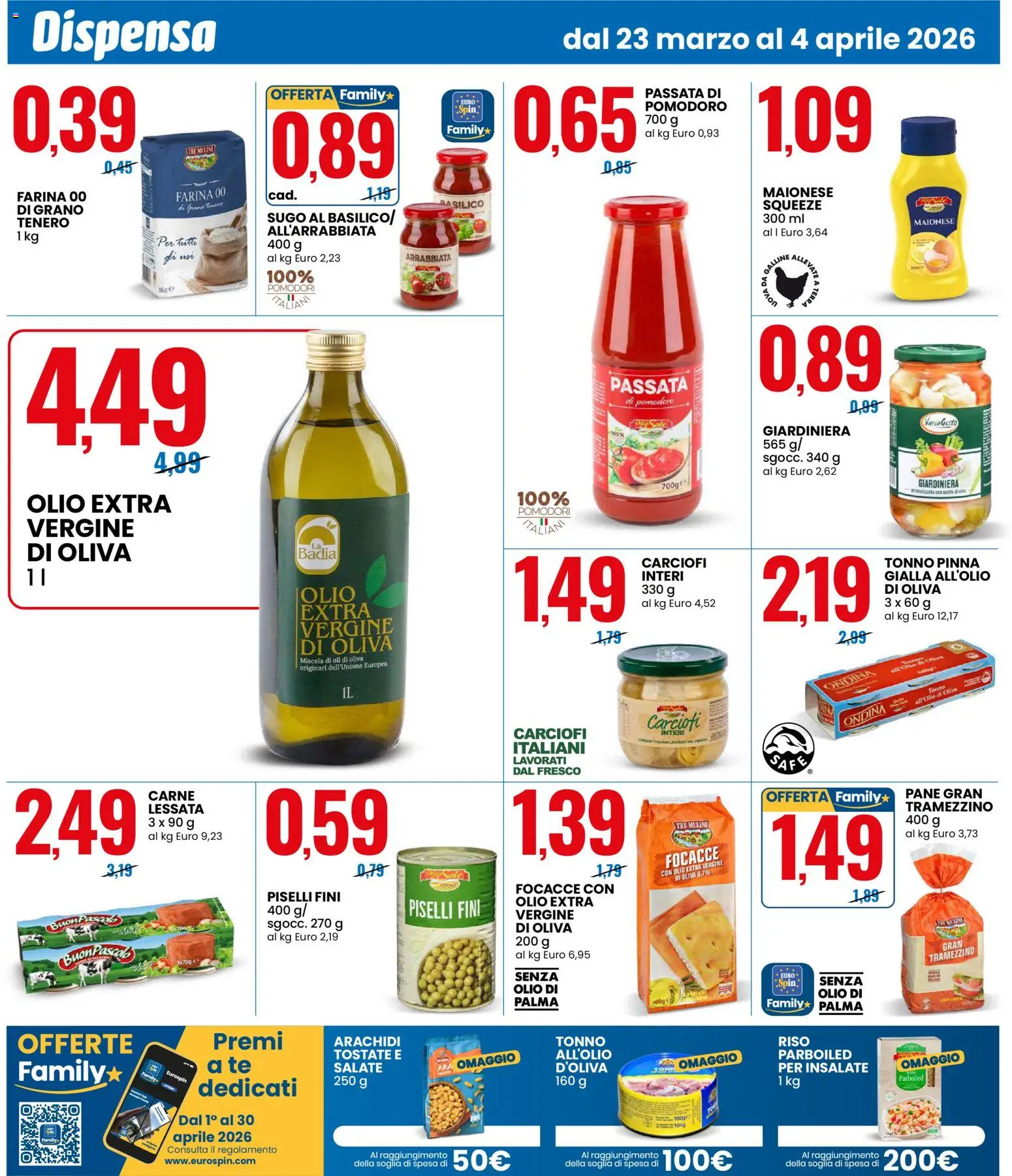 Volantino Eurospin del 23.03.2026 | Pagina: 10 | Prodotti: Riso, Olio, Carciofi, Passata di pomodoro