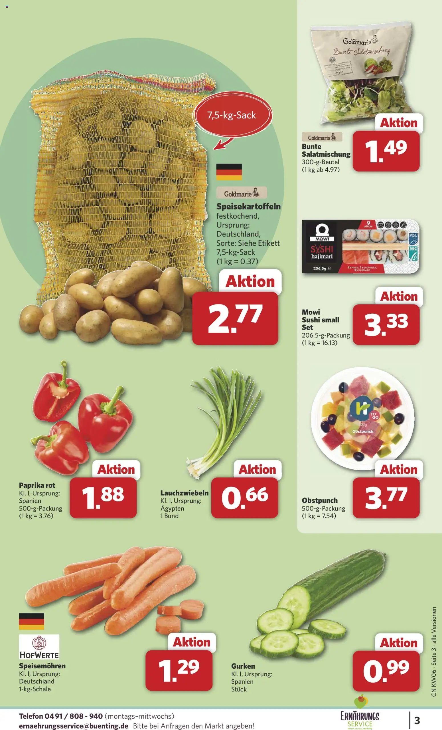 Combi Prospekt 	 – gültig ab 02.02.2026 | Seite: 3 | Produkte: Paprika rot, Paprika, Gurken, Telefon