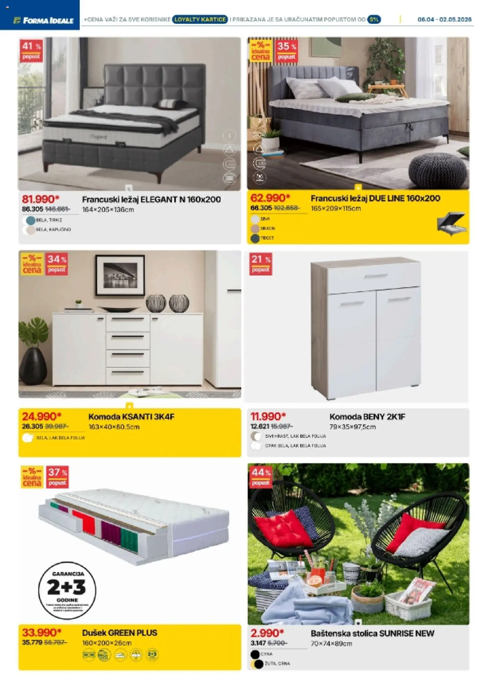 Forma Ideale katalog - važi od 06.04.2026 | Strana: 7 | Proizvode: Dušek, Komoda, Stolica, Francuski ležaj