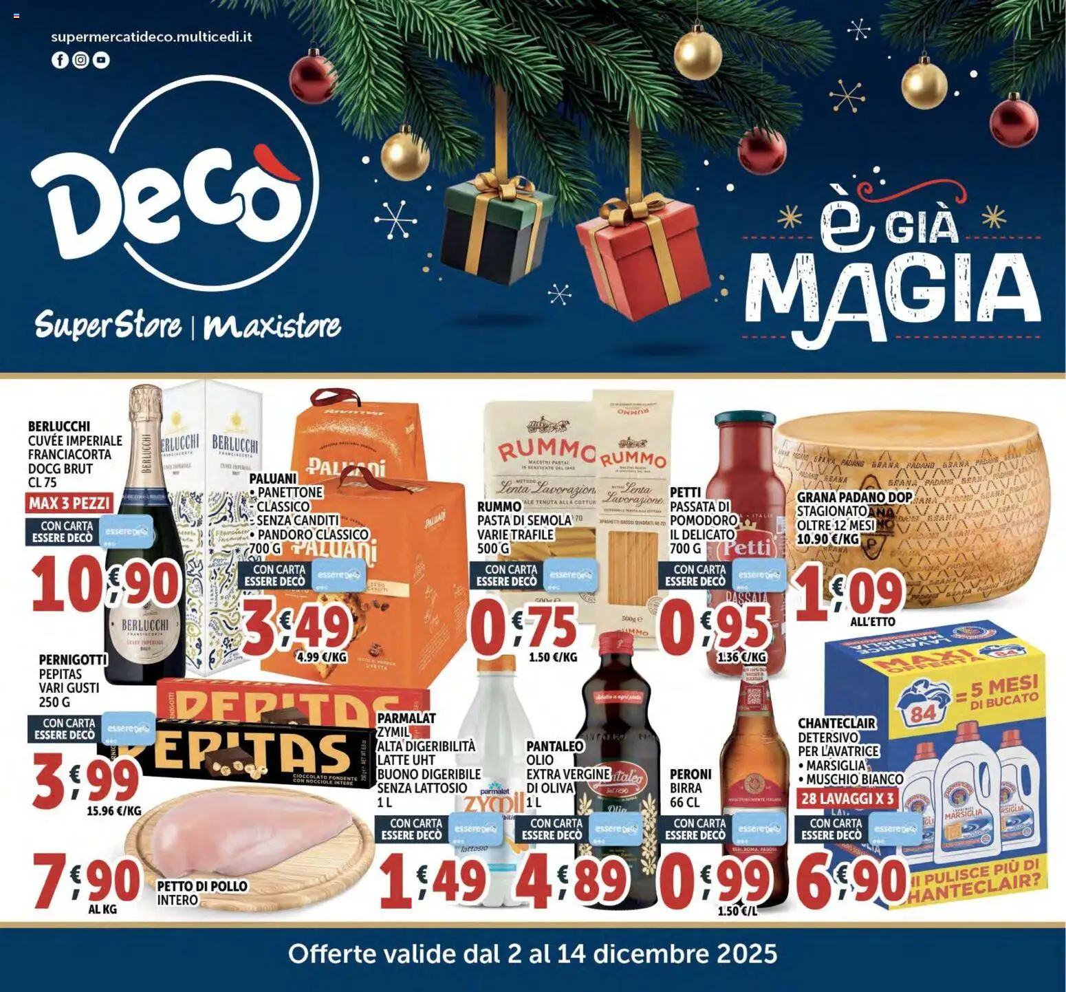 Volantino Decò del 02.12.2025 | Pagina: 1 | Prodotti: Petto di Pollo, Pollo, Pomodoro, Grana Padano