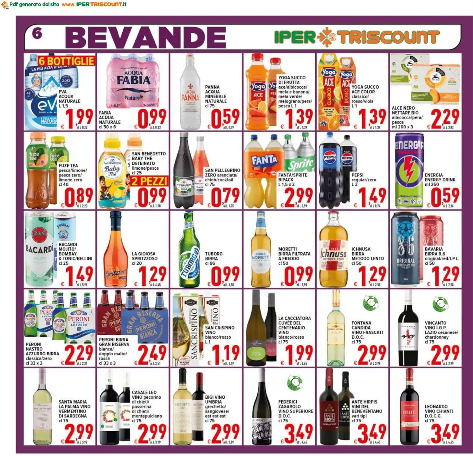 Volantino Ipertriscount del 07.04.2026 | Pagina: 6 | Prodotti: Panna, Pesca, Birra Moretti, Pepsi