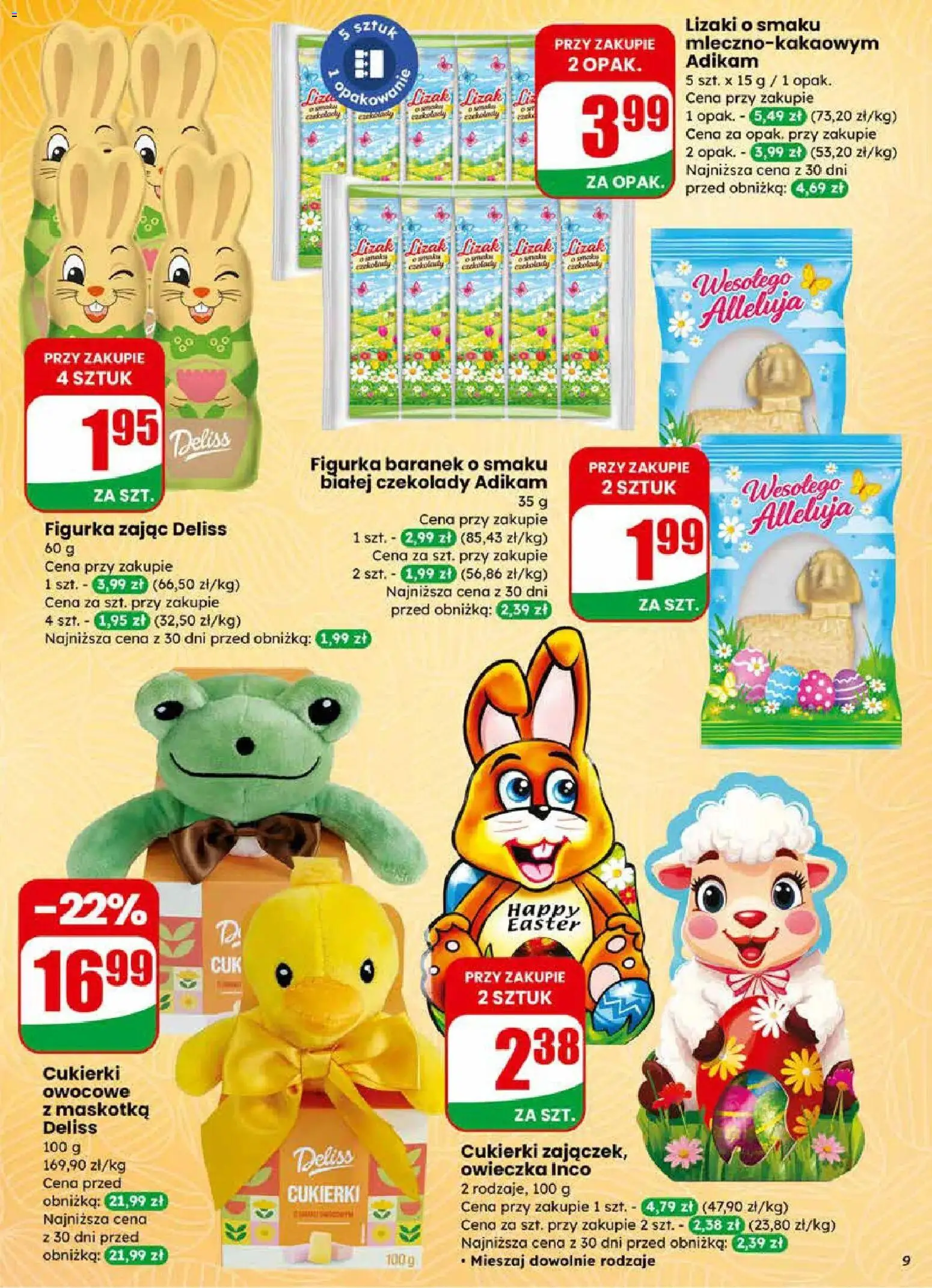 Dino gazetka od 01.04.2026 | Strona: 9 | Produkty: Czekolady, Cukierki owocowe, Lizaki, Cukierki