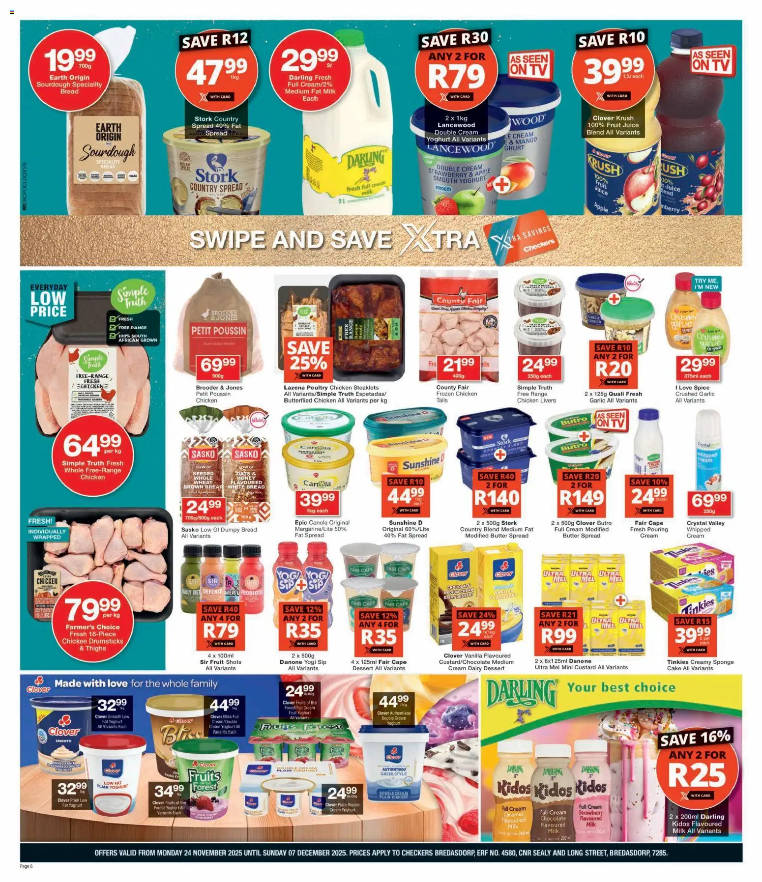 New Checkers catalogue – valid from 24.11.2025 | Page: 6 | Products: TV, Bread, Chicken, Mango