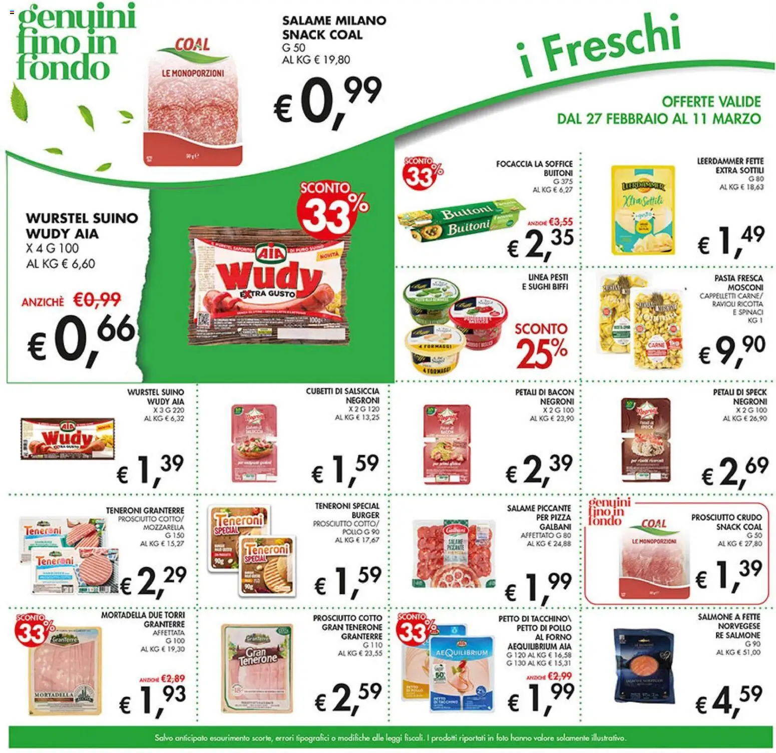 Volantino Coal del 27.02.2026 | Pagina: 11 | Prodotti: Speck, Focaccia, Pasta, Mortadella
