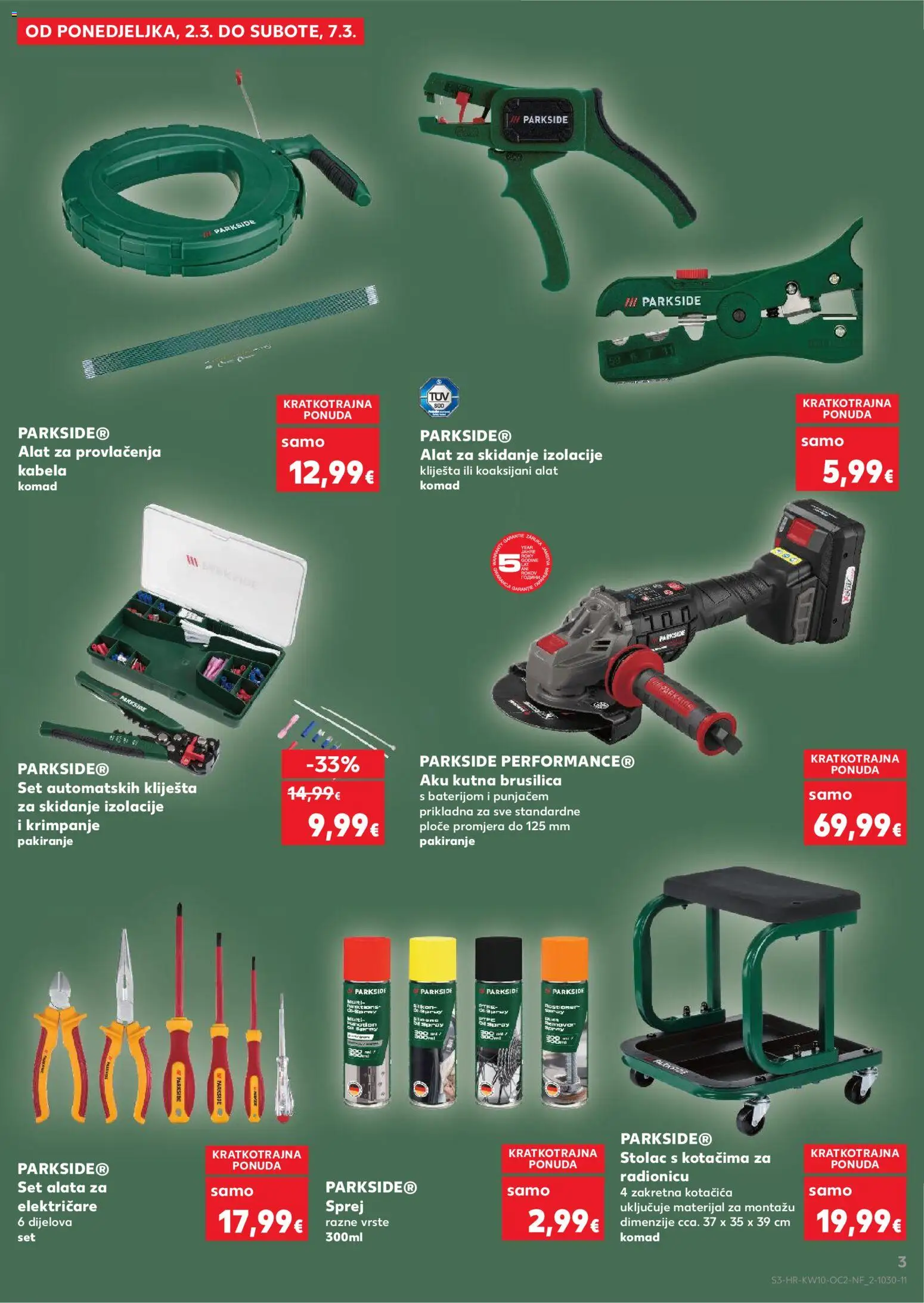 Kaufland katalog | vrijedi od 04.03.2026 | Stranica: 3 | Proizvodi: Brusilica, Kutna brusilica, Kliješta, Parkside
