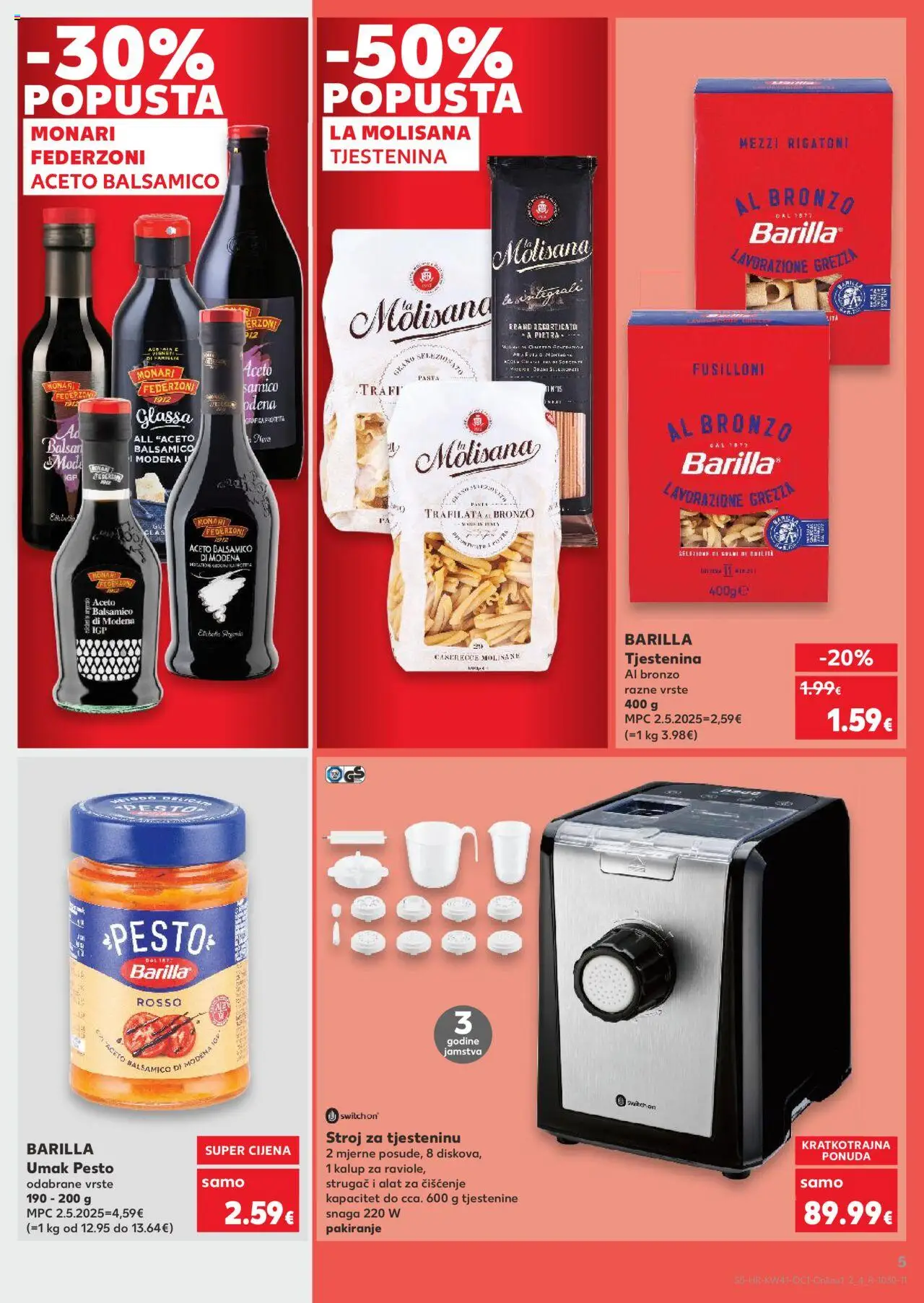 Kaufland katalog | vrijedi od 08.10.2025 | Stranica: 5 | Proizvodi: Tjestenina, Alat, Umak, Balsamico