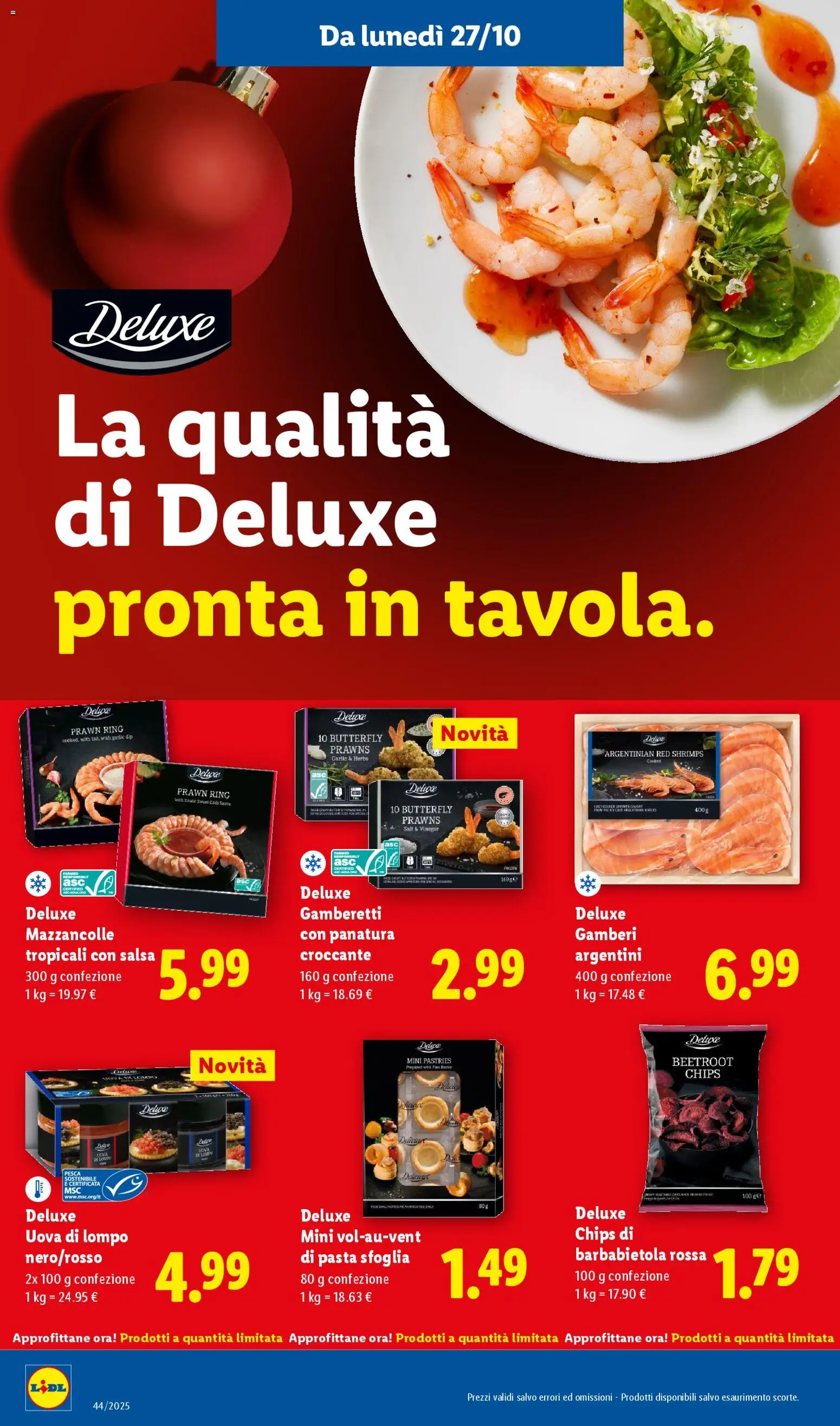 Volantino Lidl del 27.10.2025 | Pagina: 8 | Prodotti: Gamberi, Mazzancolle, Barbabietola, Gamberetti