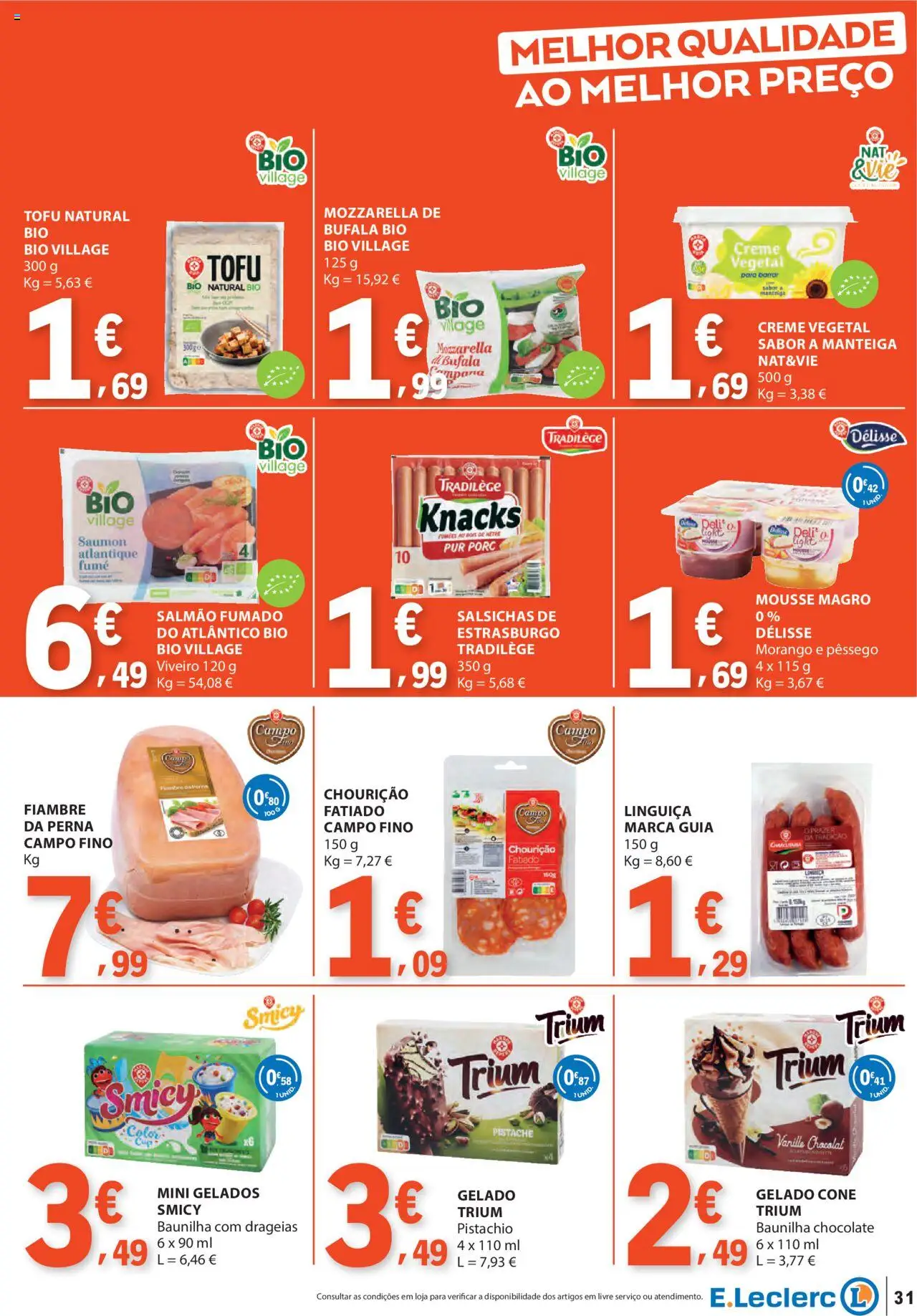 E.Leclerc folheto │ válido de 04.09.2025 | Página: 31 | Produtos: Salmão, Gelado, Chocolate, Creme
