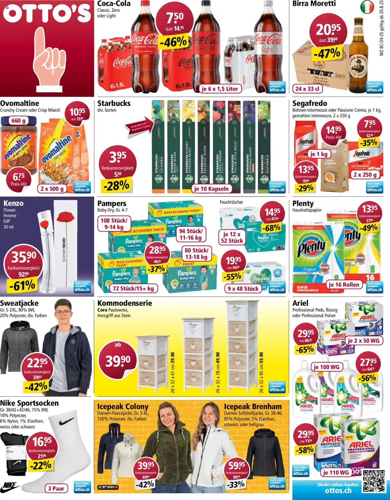 Otto's Aktionen ab 20.08.2025 | Seite: 1 | Produkte: Coca Cola, Pulver, Pampers, Sweatjacke