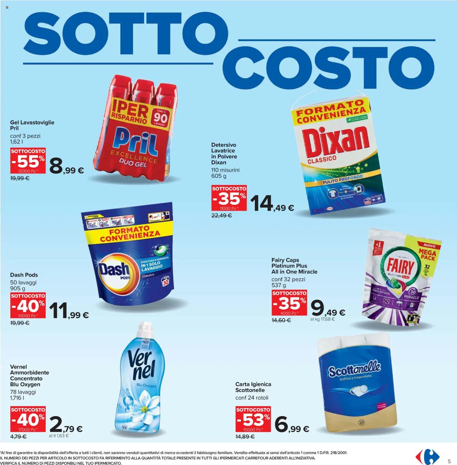 Volantino Carrefour del 07.11.2025 | Pagina: 5 | Prodotti: Carta igienica, Ammorbidente, Lavatrice, Lavastoviglie