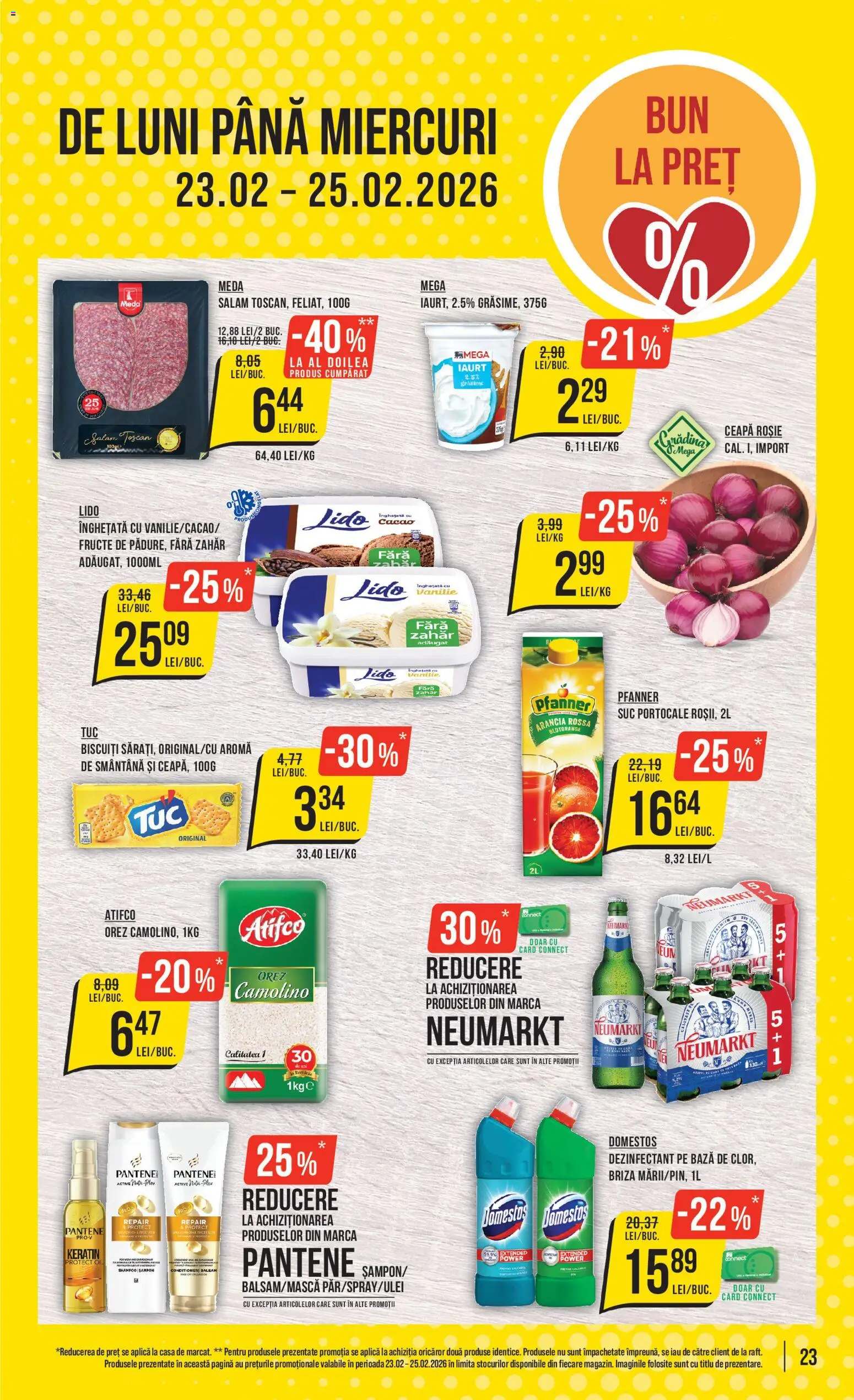 Noul catalog Mega Image – valabil de la 19.02.2026 | Pagină: 23 | Produse: Balsam, Iaurt, Biscuiți, Ceapă