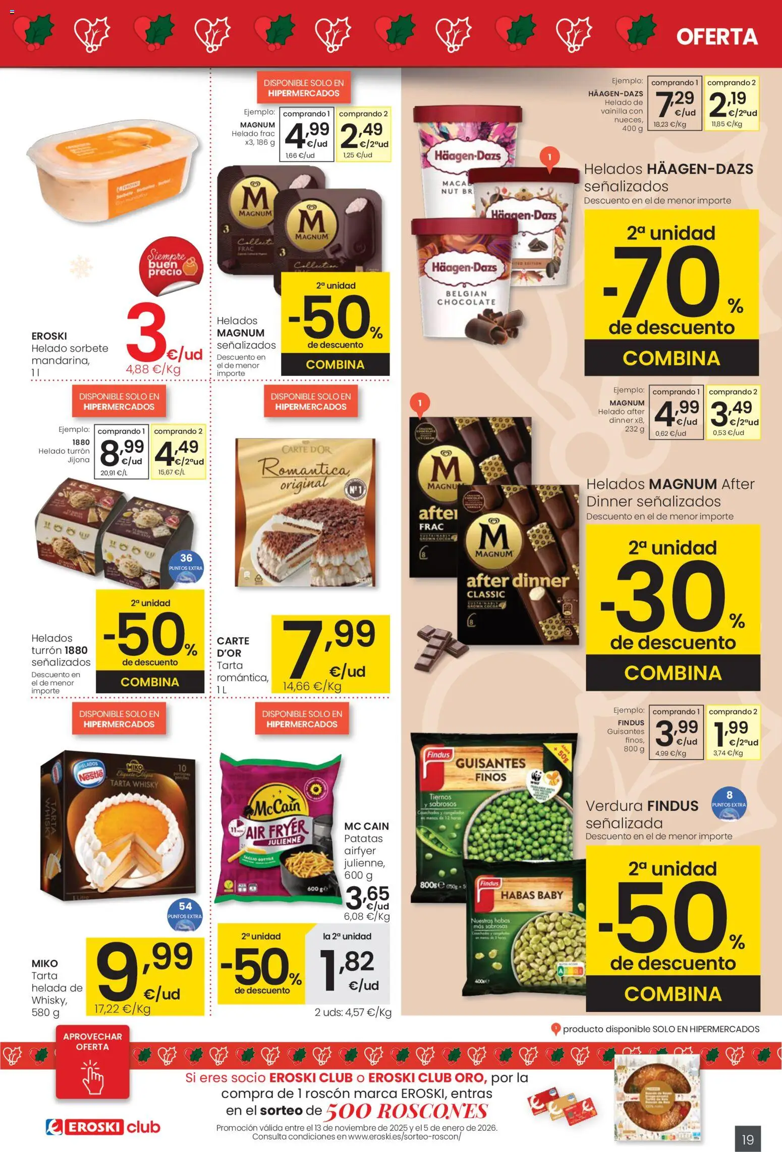 Eroski - Navidad │ válido desde el 18.12.2025 | Página: 19 | Productos: Σφουγγαρίστρα, Chocolate, Whisky, Helado