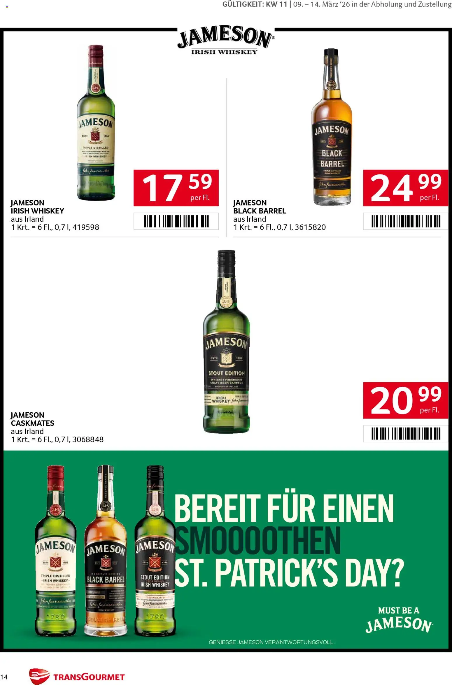 Transgourmet Markenfestwoche gültig ab 09.03.2026 | Seite: 14 | Produkte: Whiskey
